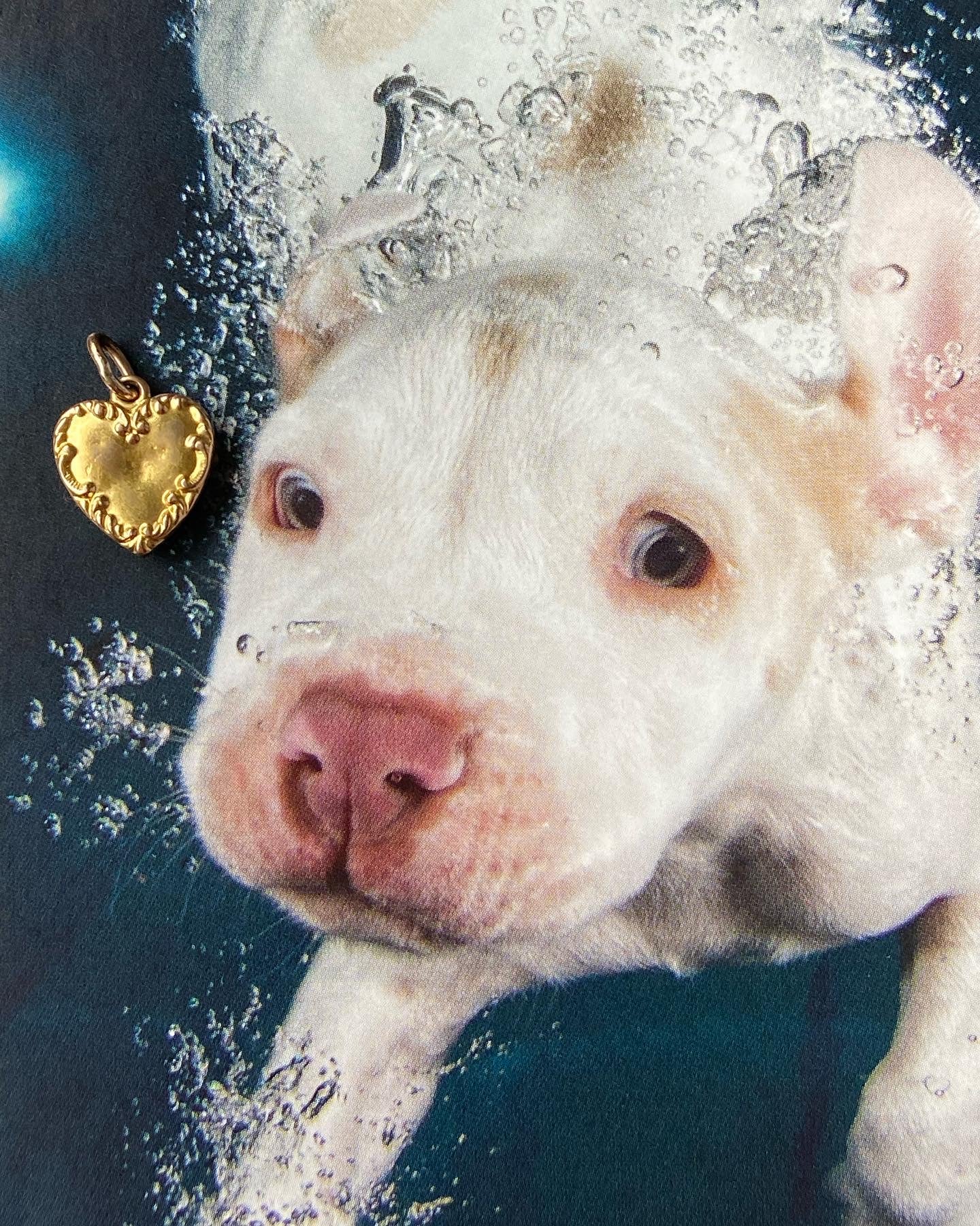 14k Puffy Garnet Heart