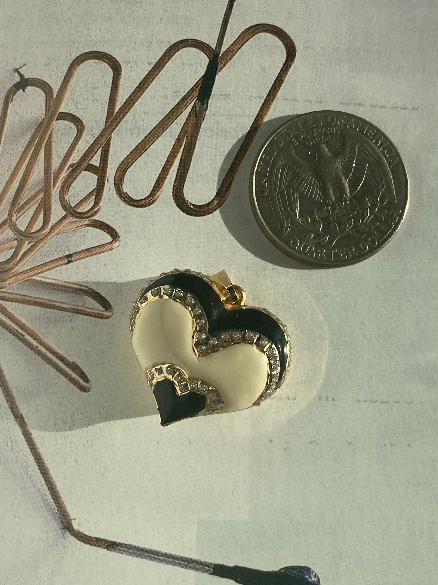 14k Large Enamel Puffy Heart