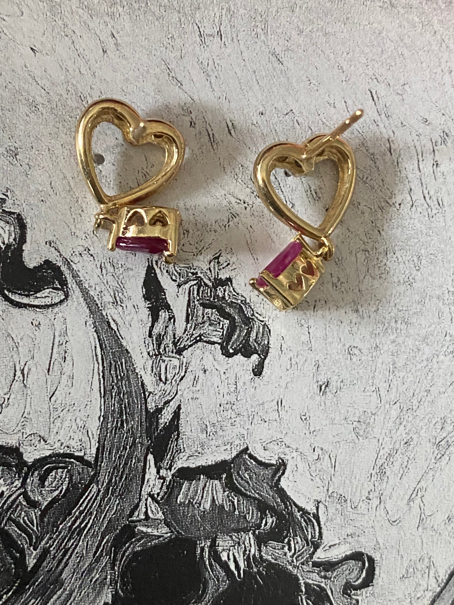 Ruby Heart Dangles