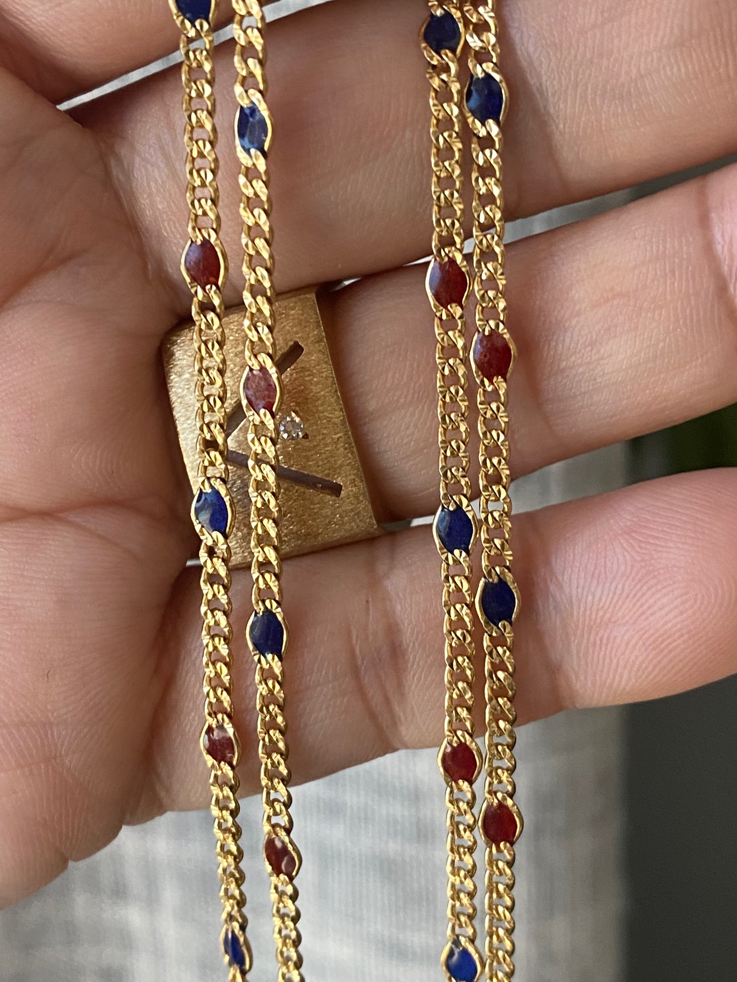 14k Glass Station Curb Chain