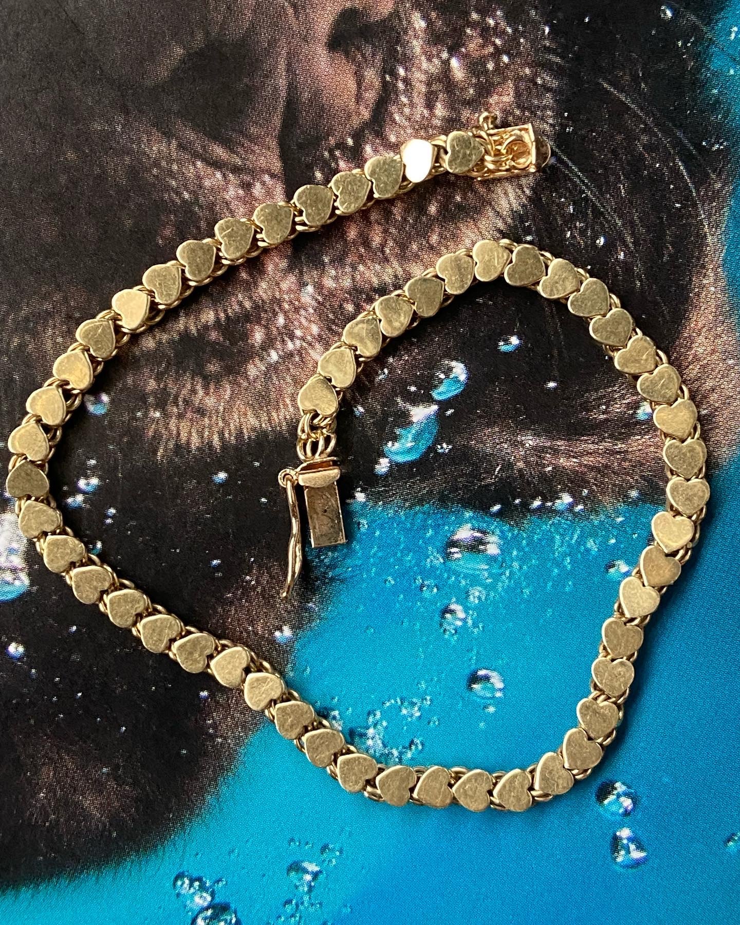 14k Heart Link Bracelet