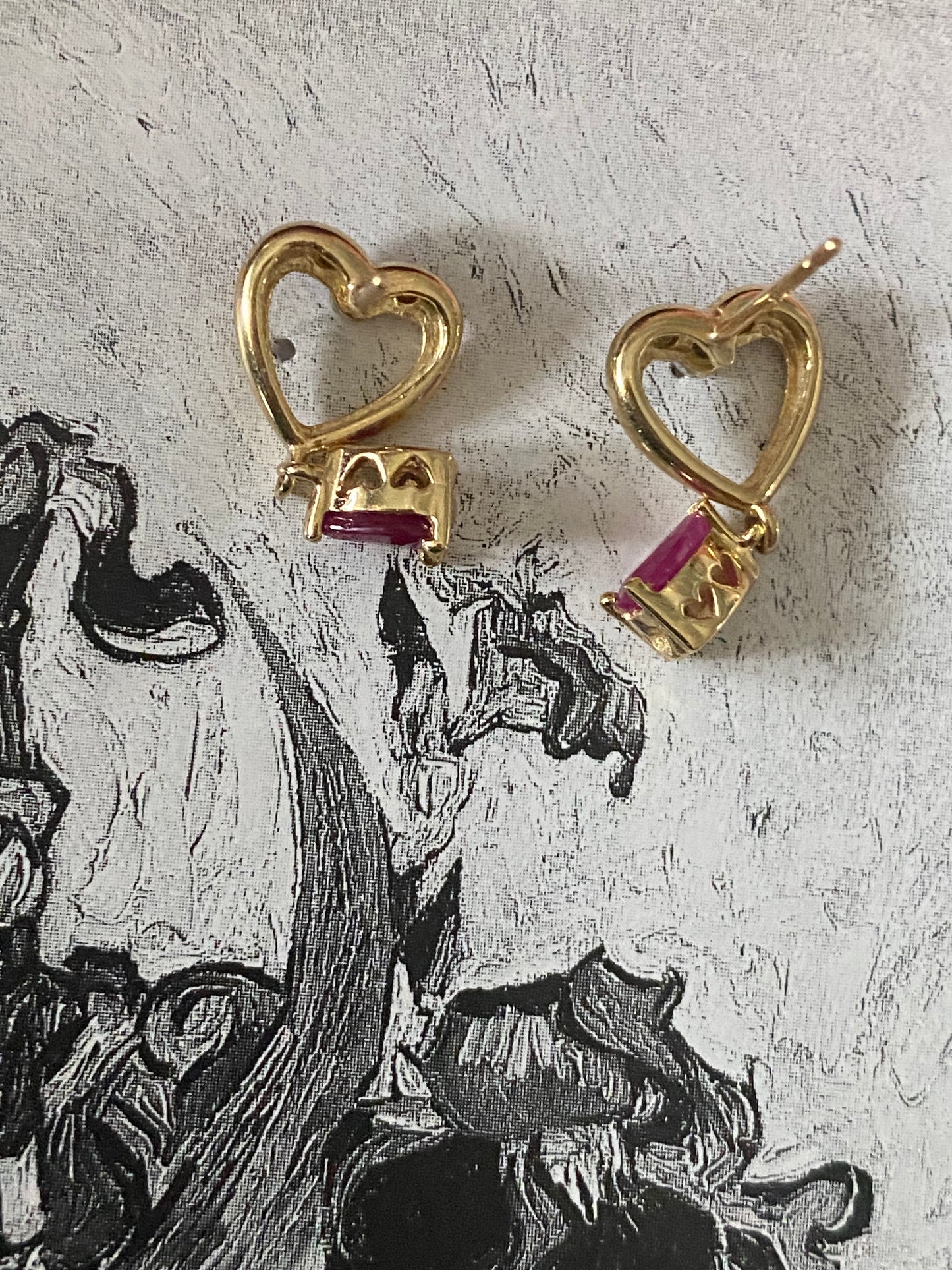 Ruby Heart Dangles