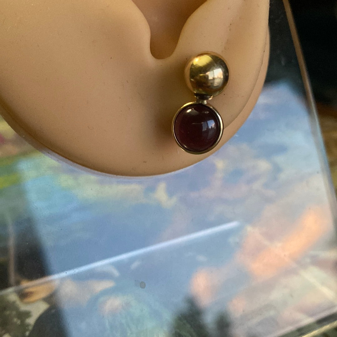 14k Tourmaline Cabochon Earrings