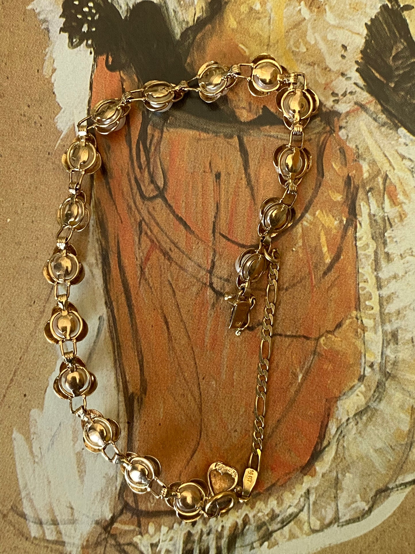 14k Akoya Pearl Flower Bracelet