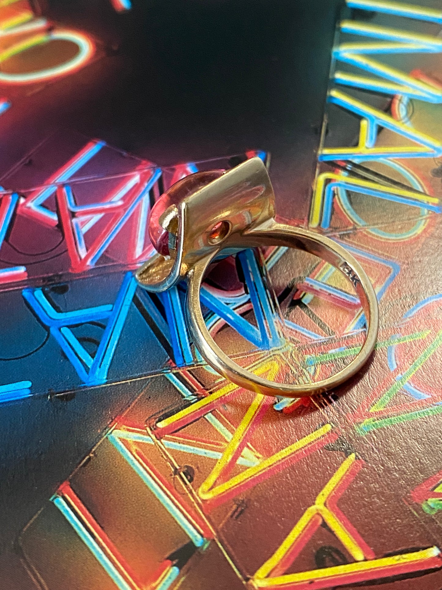 Pink Tourmaline Cabochon Ring