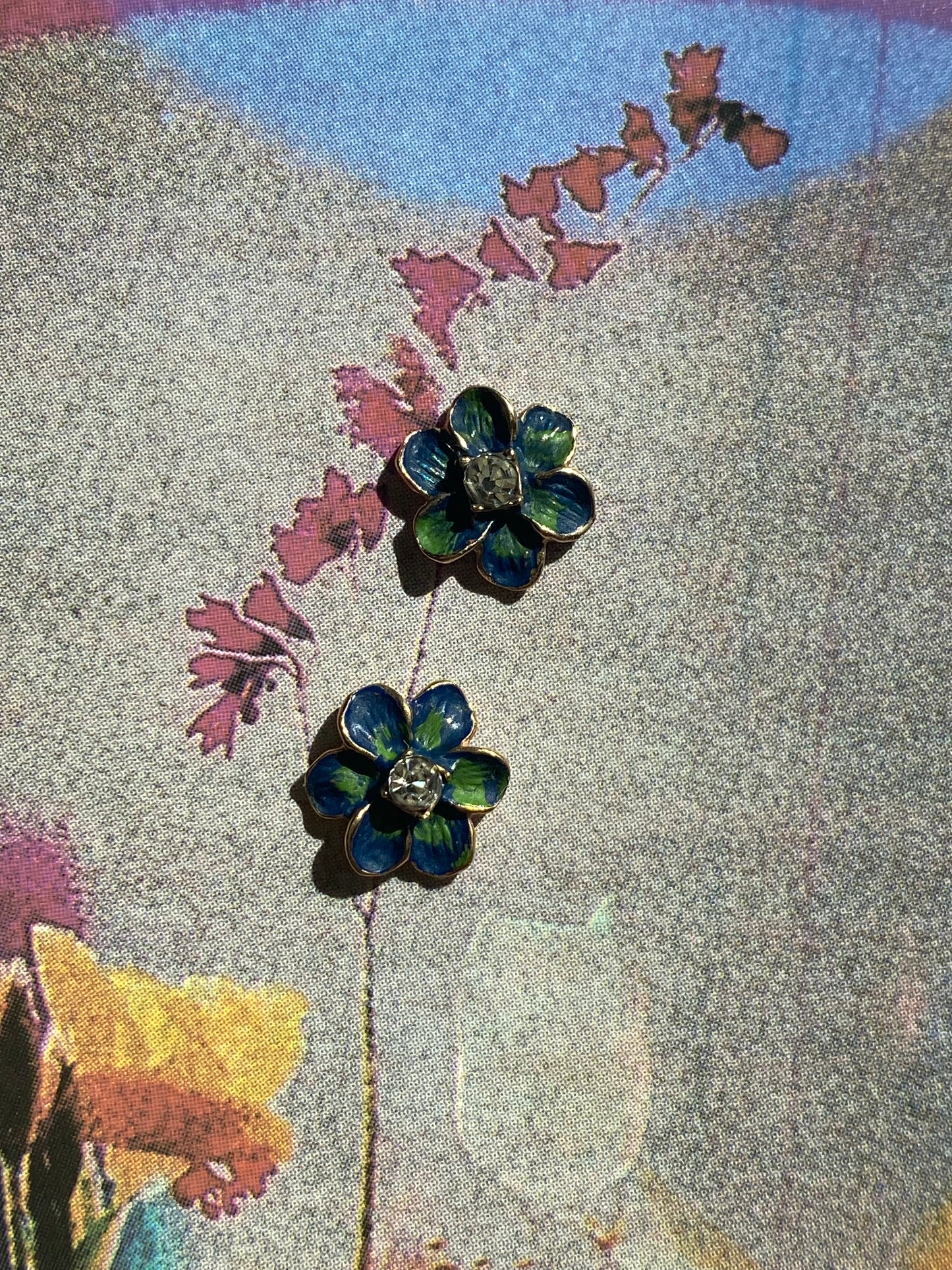 14k Enamel Flower Earrings