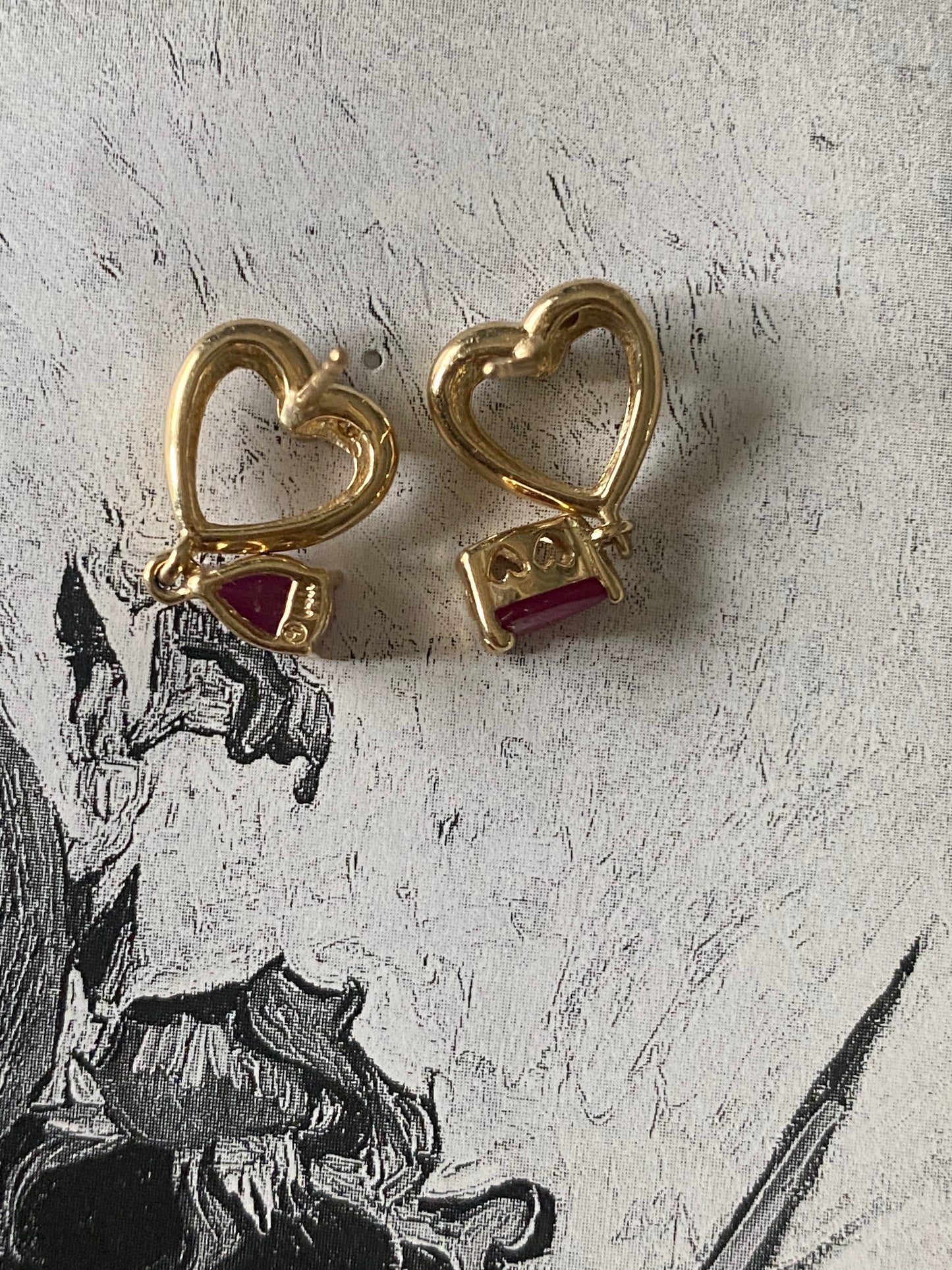 Ruby Heart Dangles