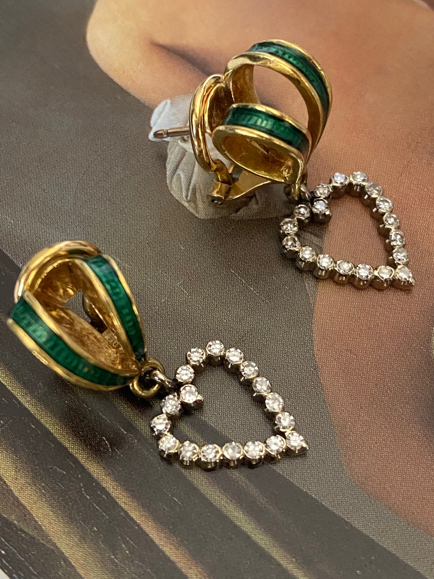 Diamond Heart Dangle Earrings