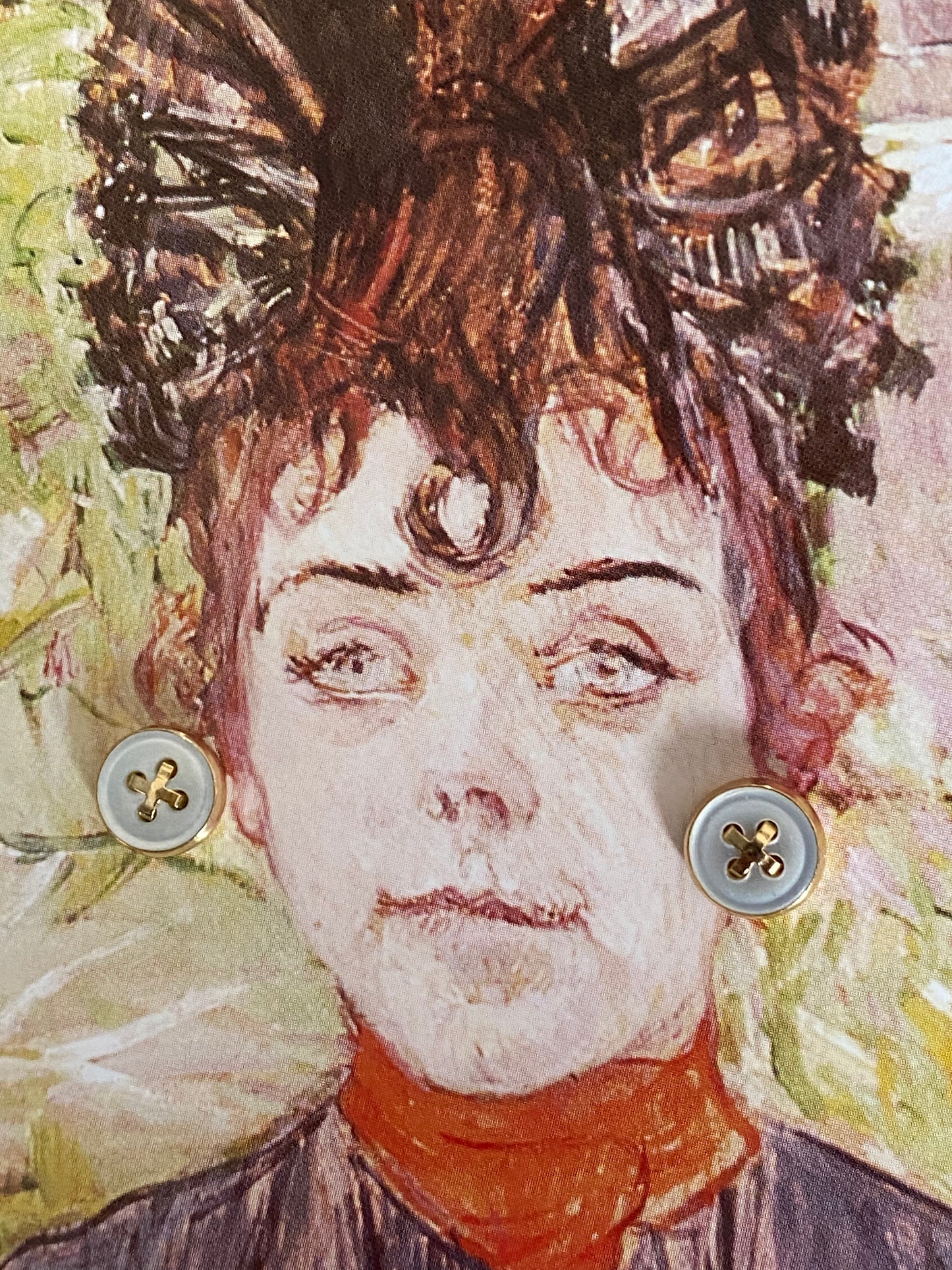 14k Mother of Pearl Button Earrings