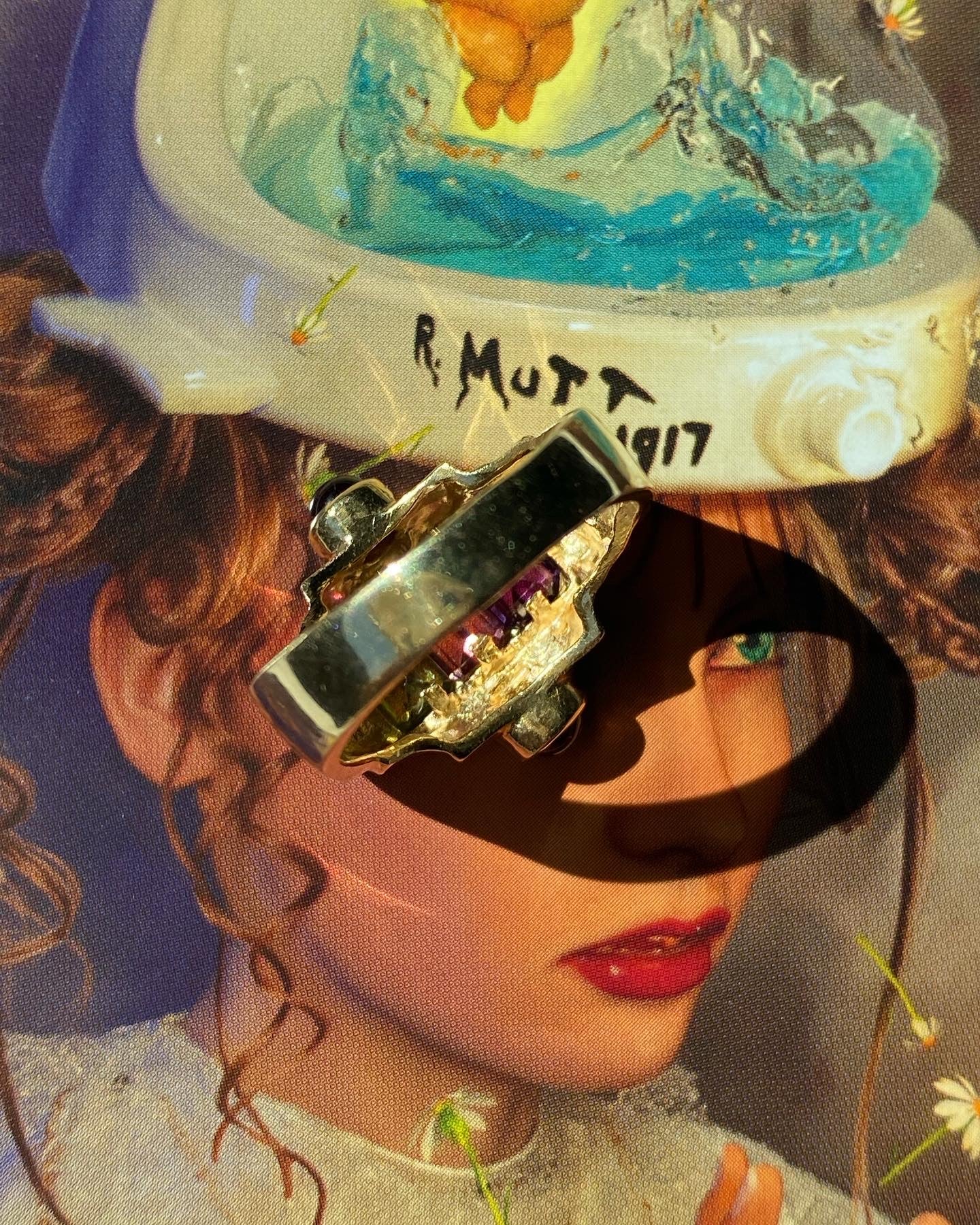 14k Gemstone Tank Ring