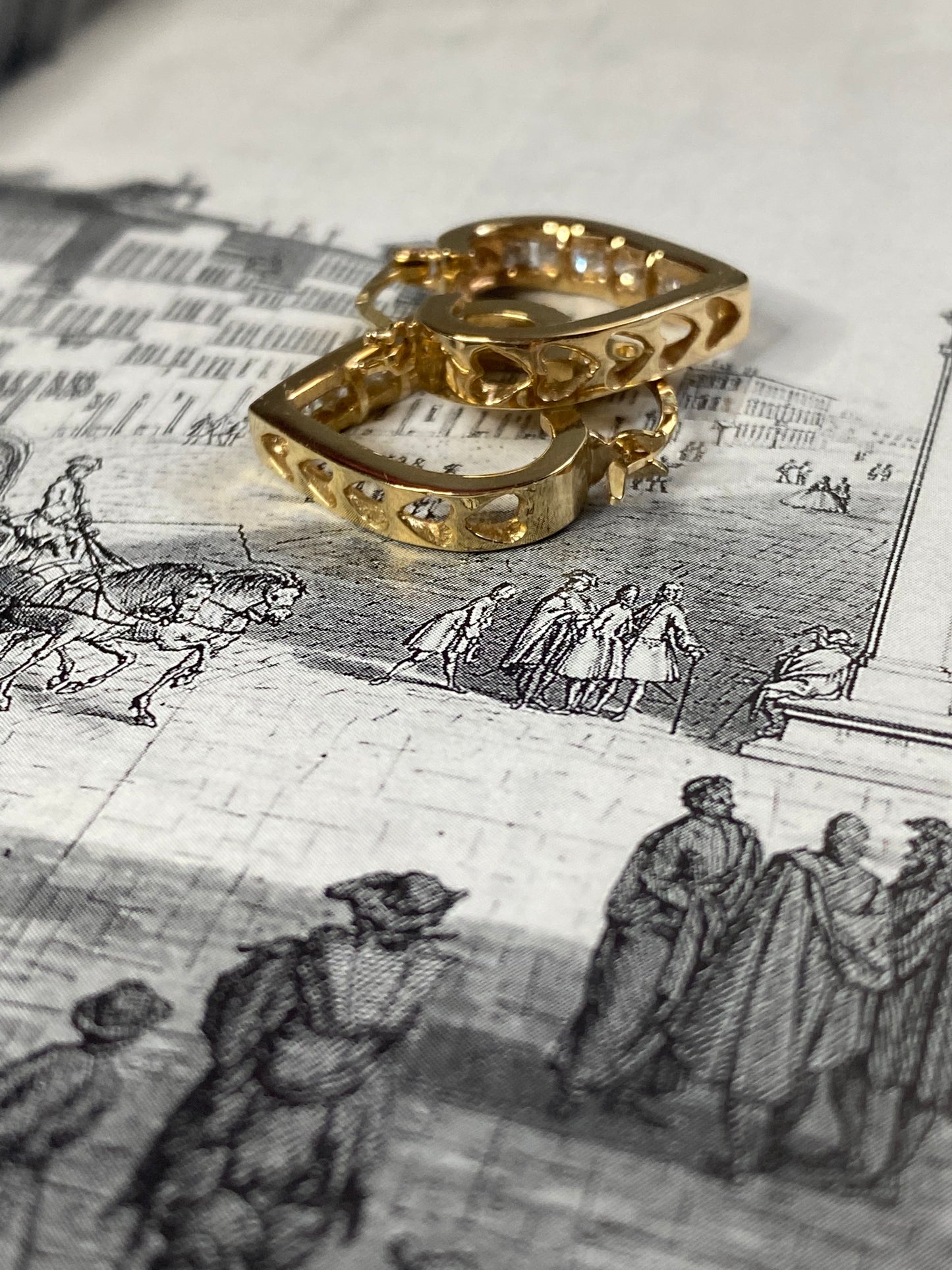 10k Reversible Diamond Heart Huggies