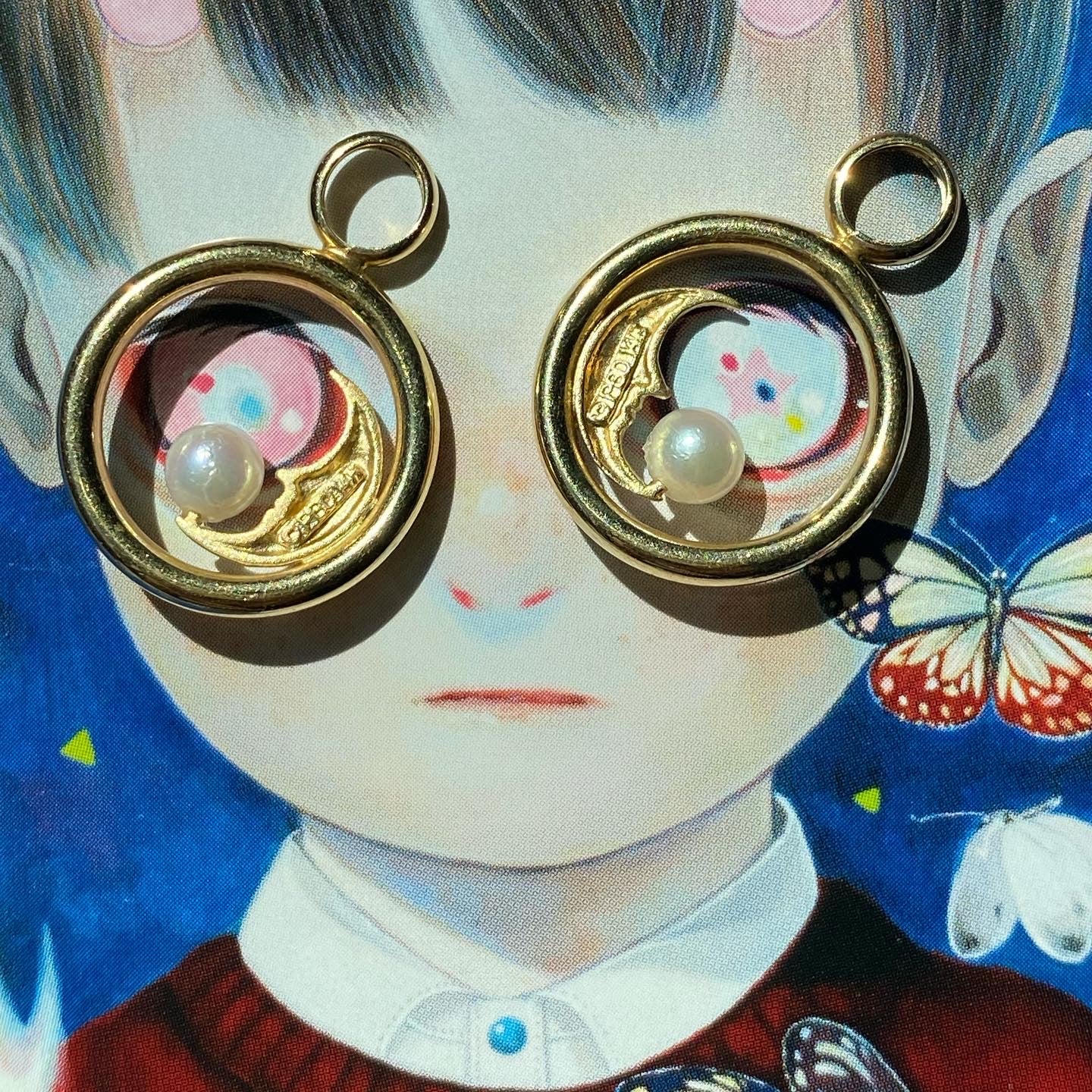 14k Moon Earring Jackets/Pendants