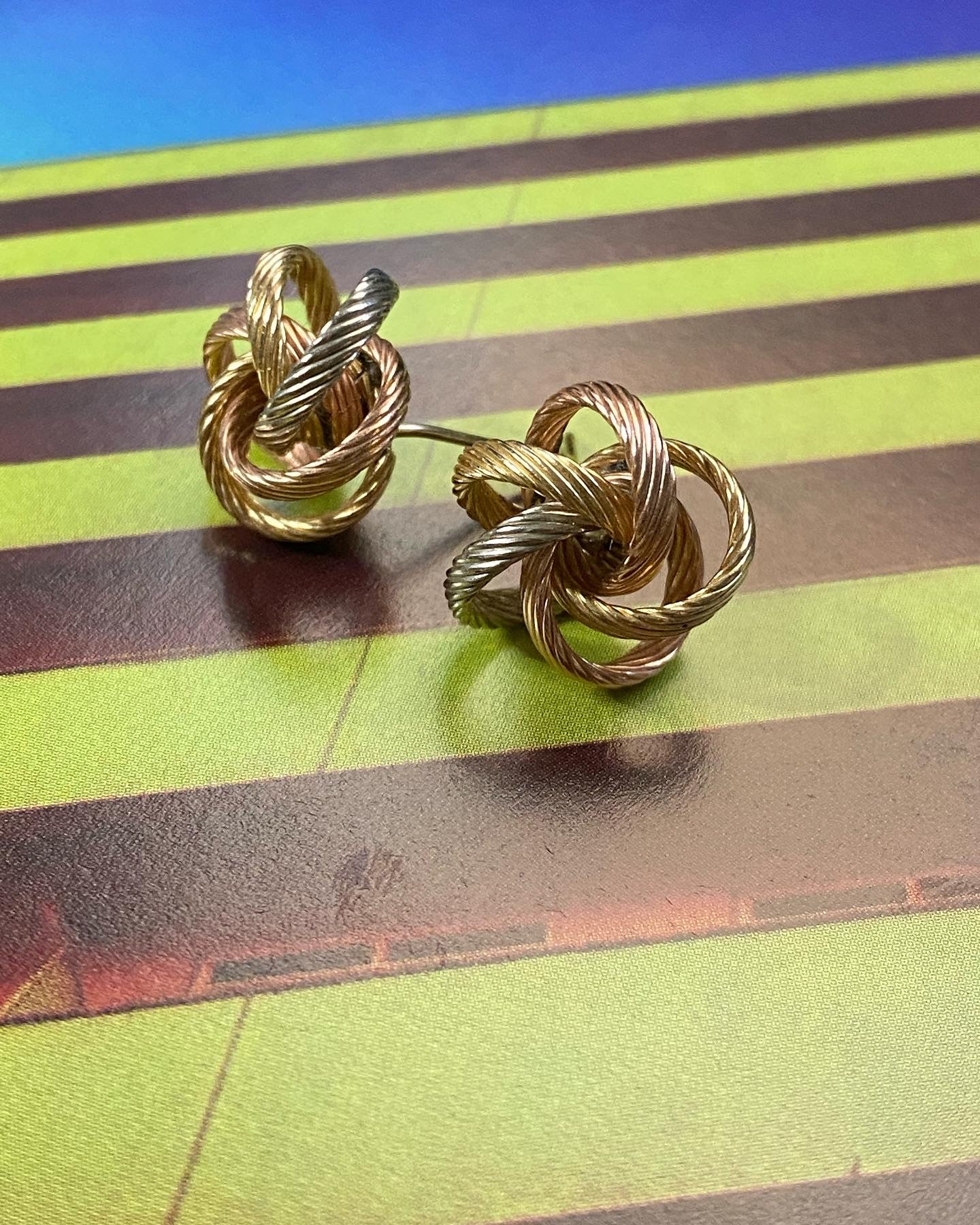 14k Tricolor Love Knot Earrings