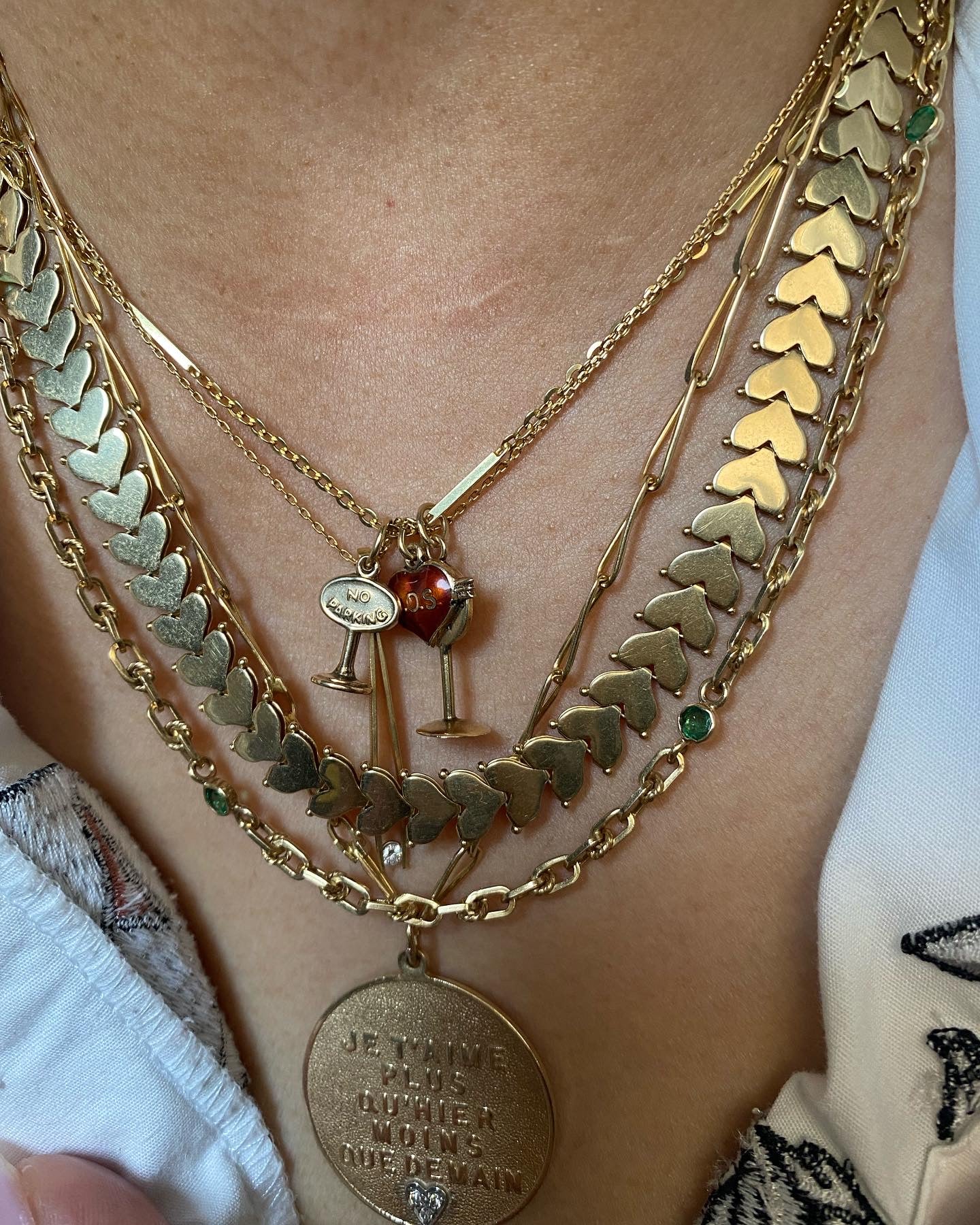 14k Emerald Station Necklace