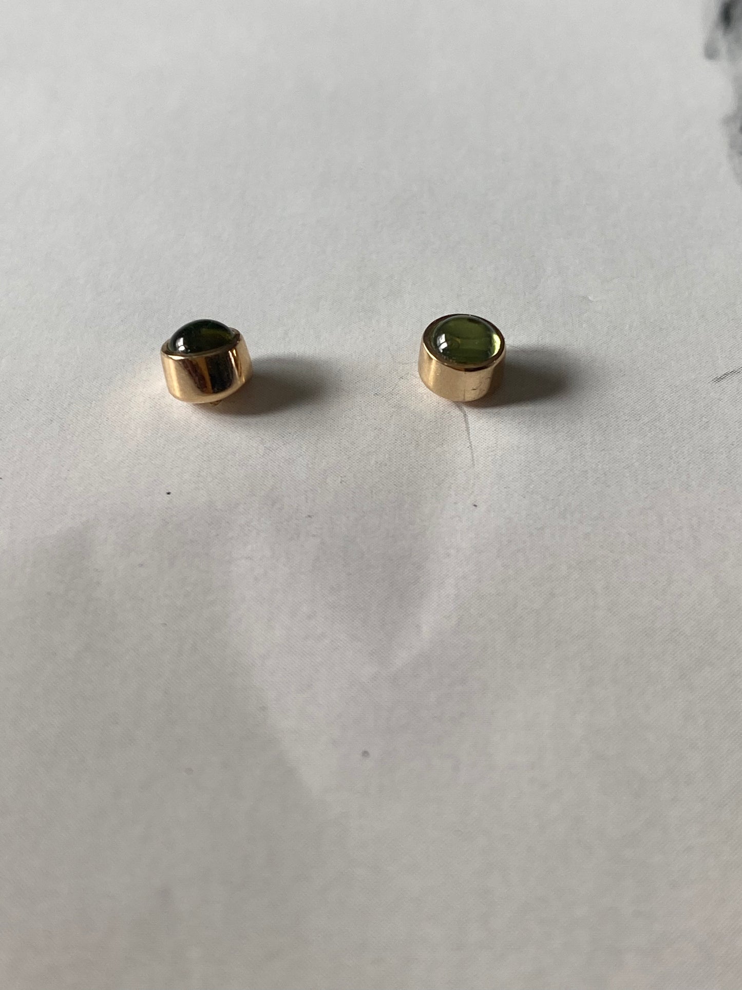 14k Peridot Cabochon Studs