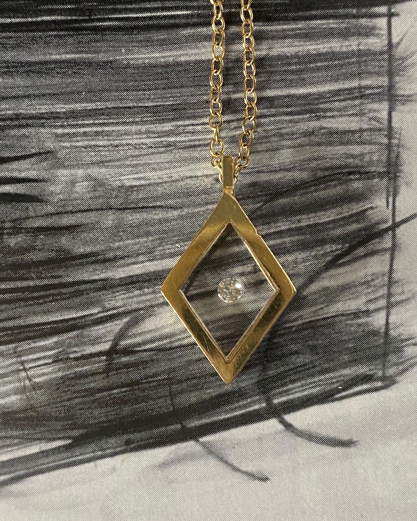 14k Diamond Resin Pendant and Chain