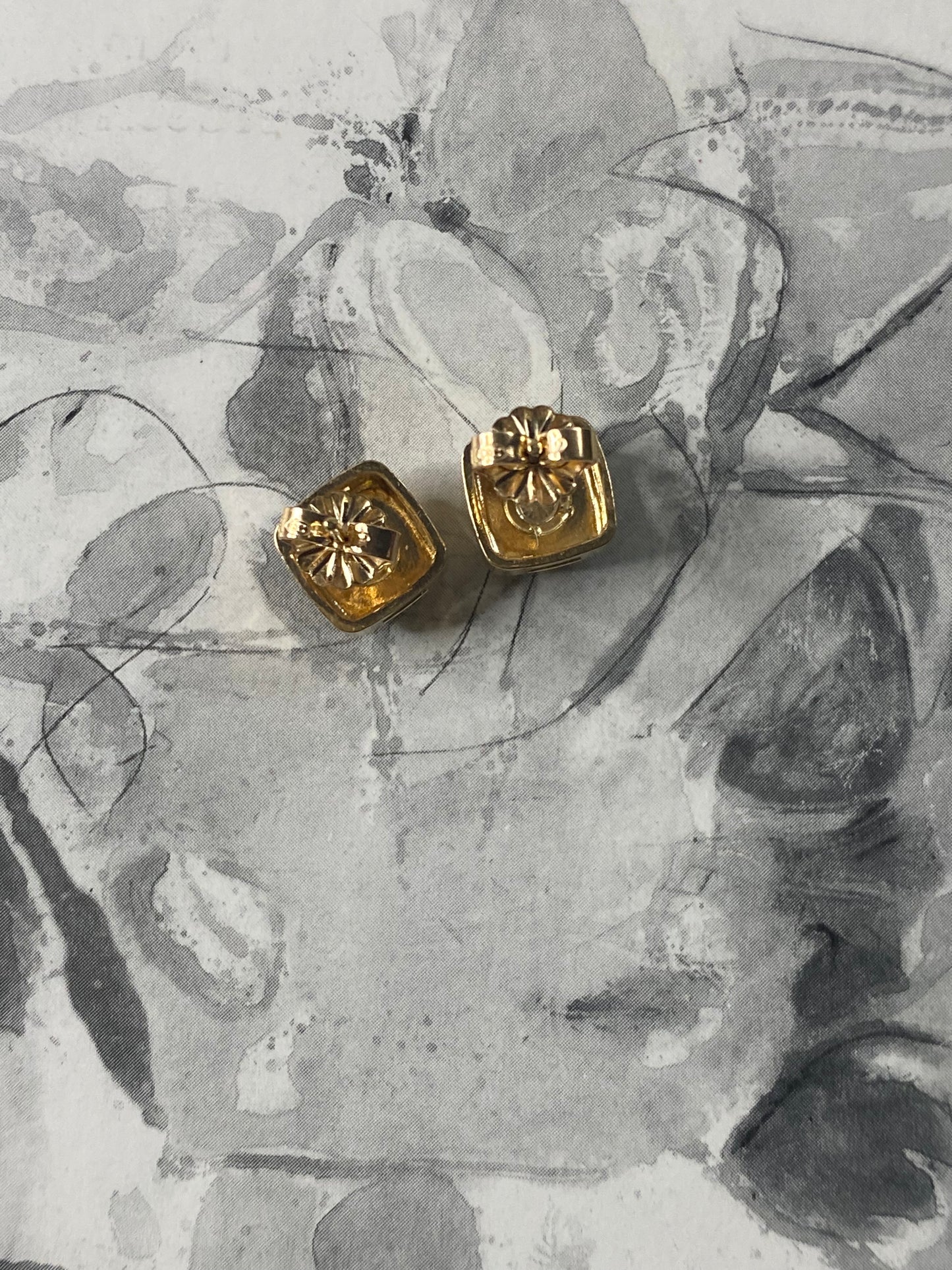 14k Square Diamond Studs