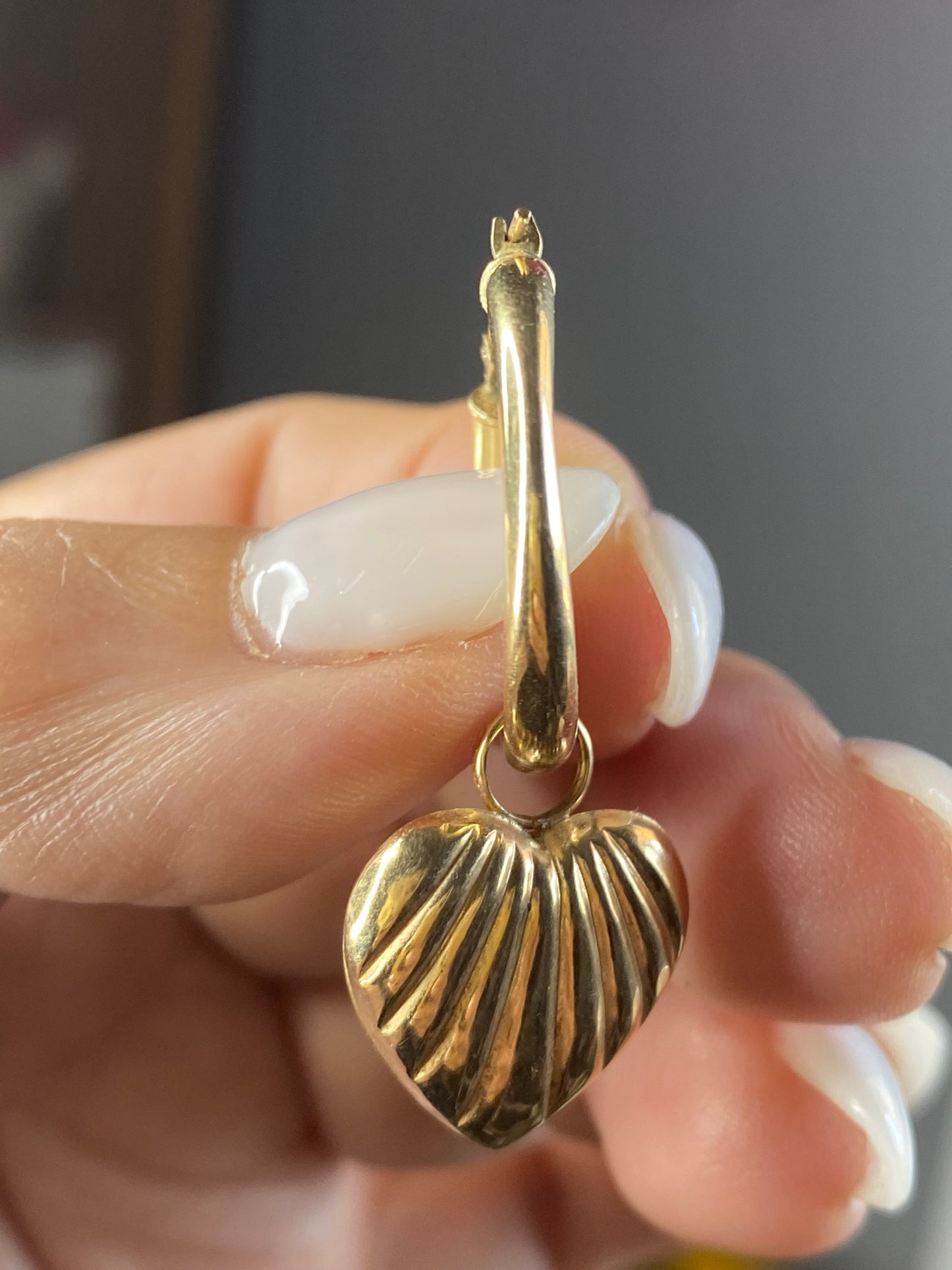 14k Hoops with Heart Charms