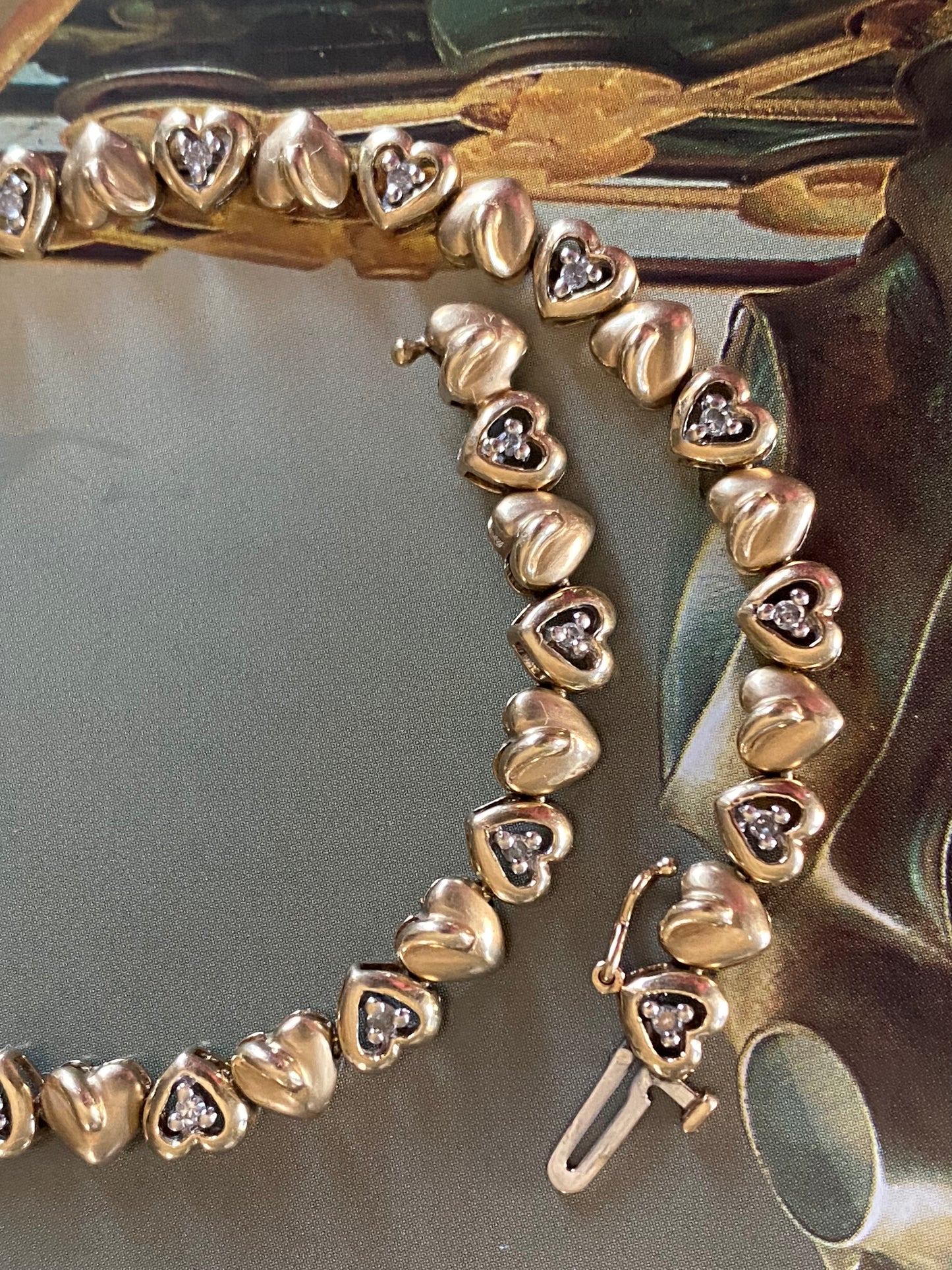 14k Puffy Heart Link Bracelet
