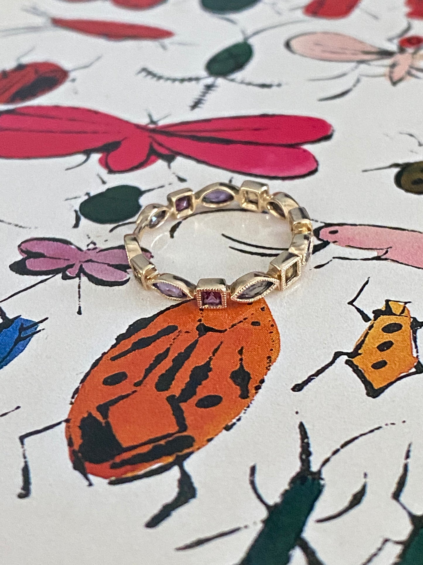 14k Gemstone Stacking Band