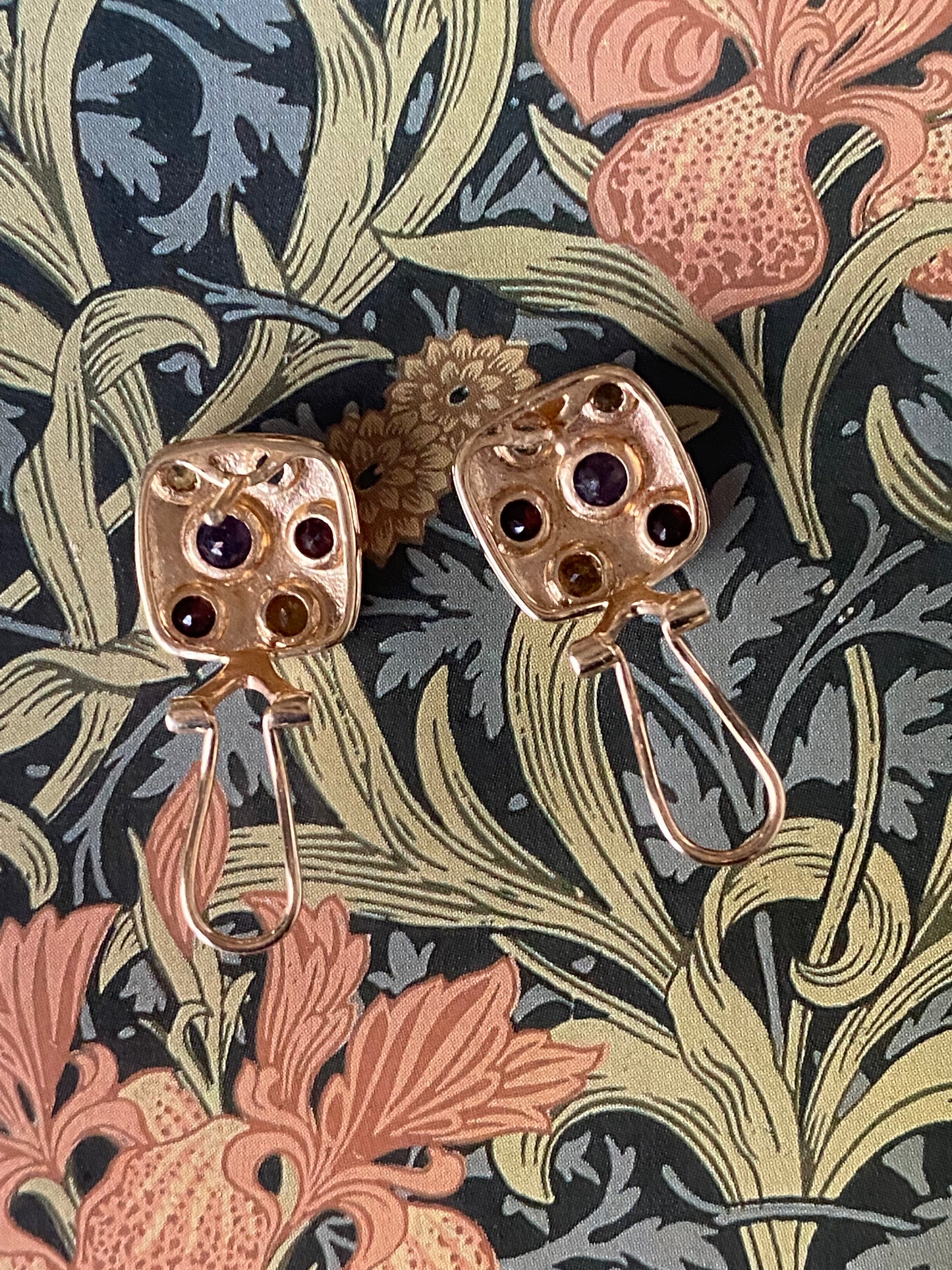 14k Flush-set Gemstone Earrings