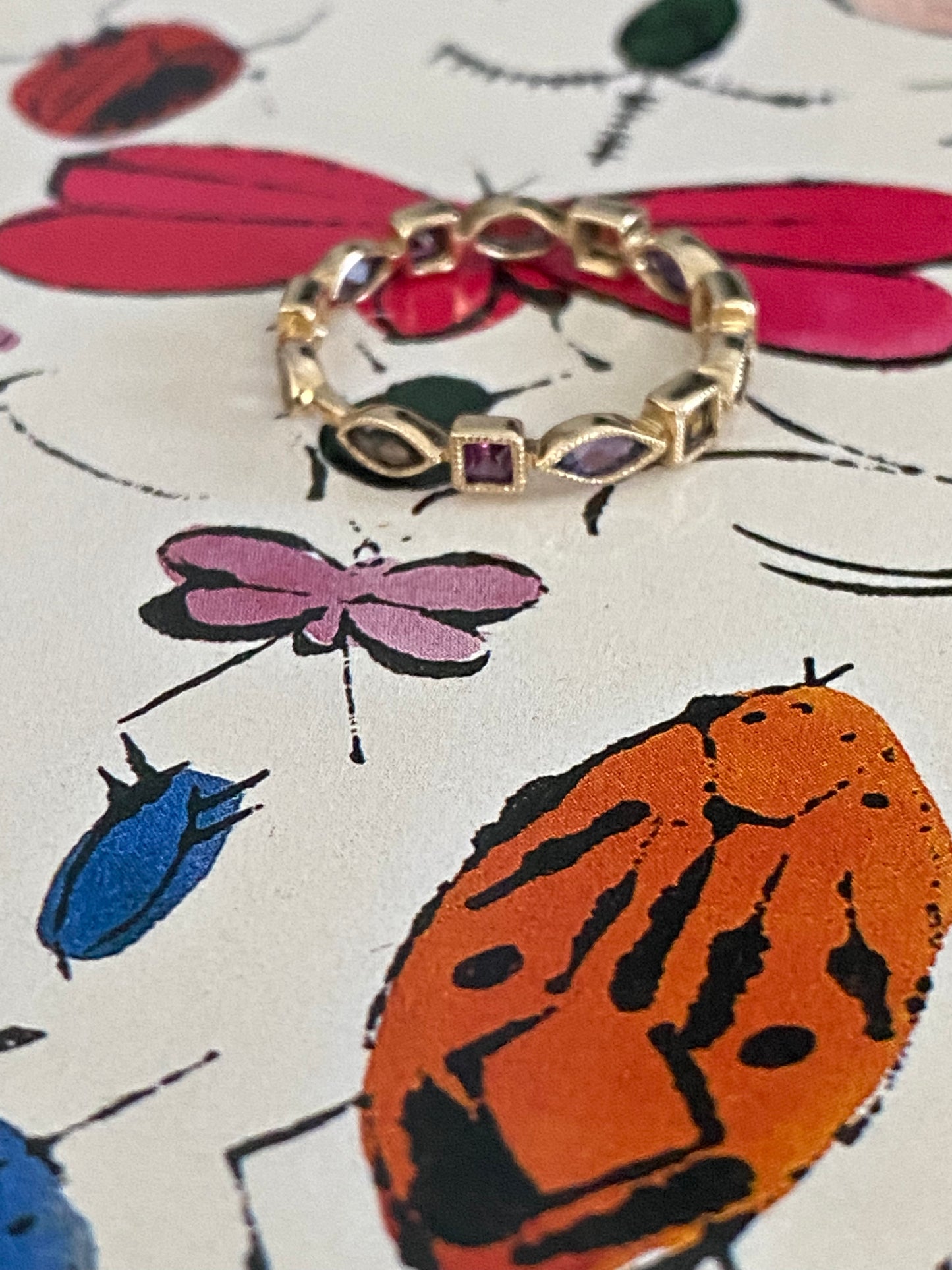 14k Gemstone Stacking Band