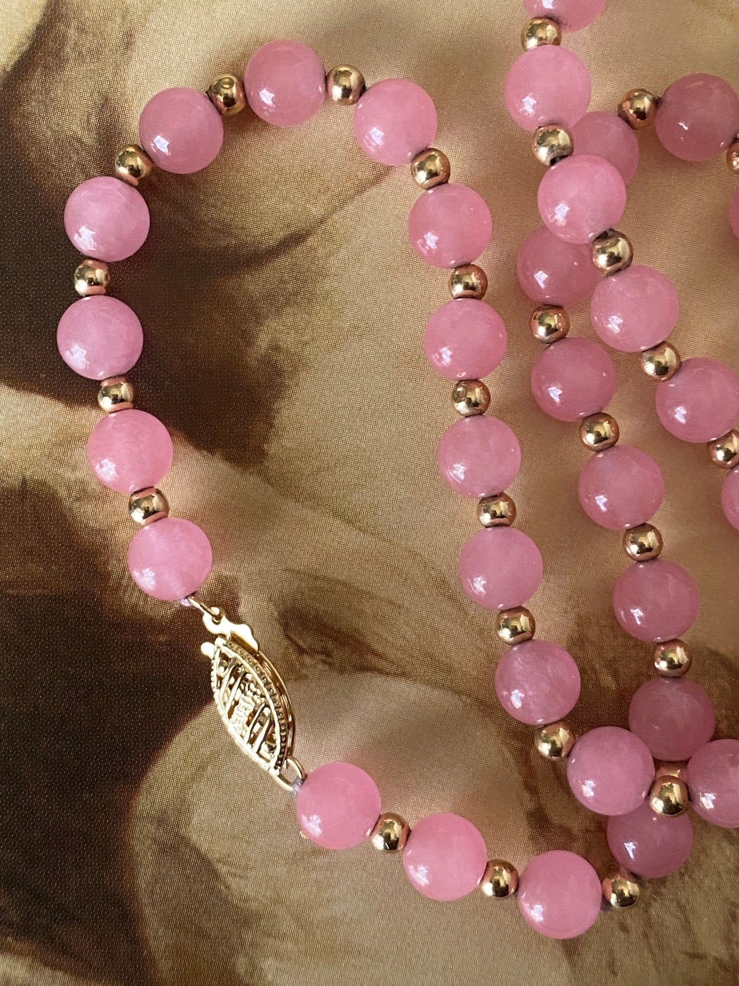 14k Pink Quartz Necklace