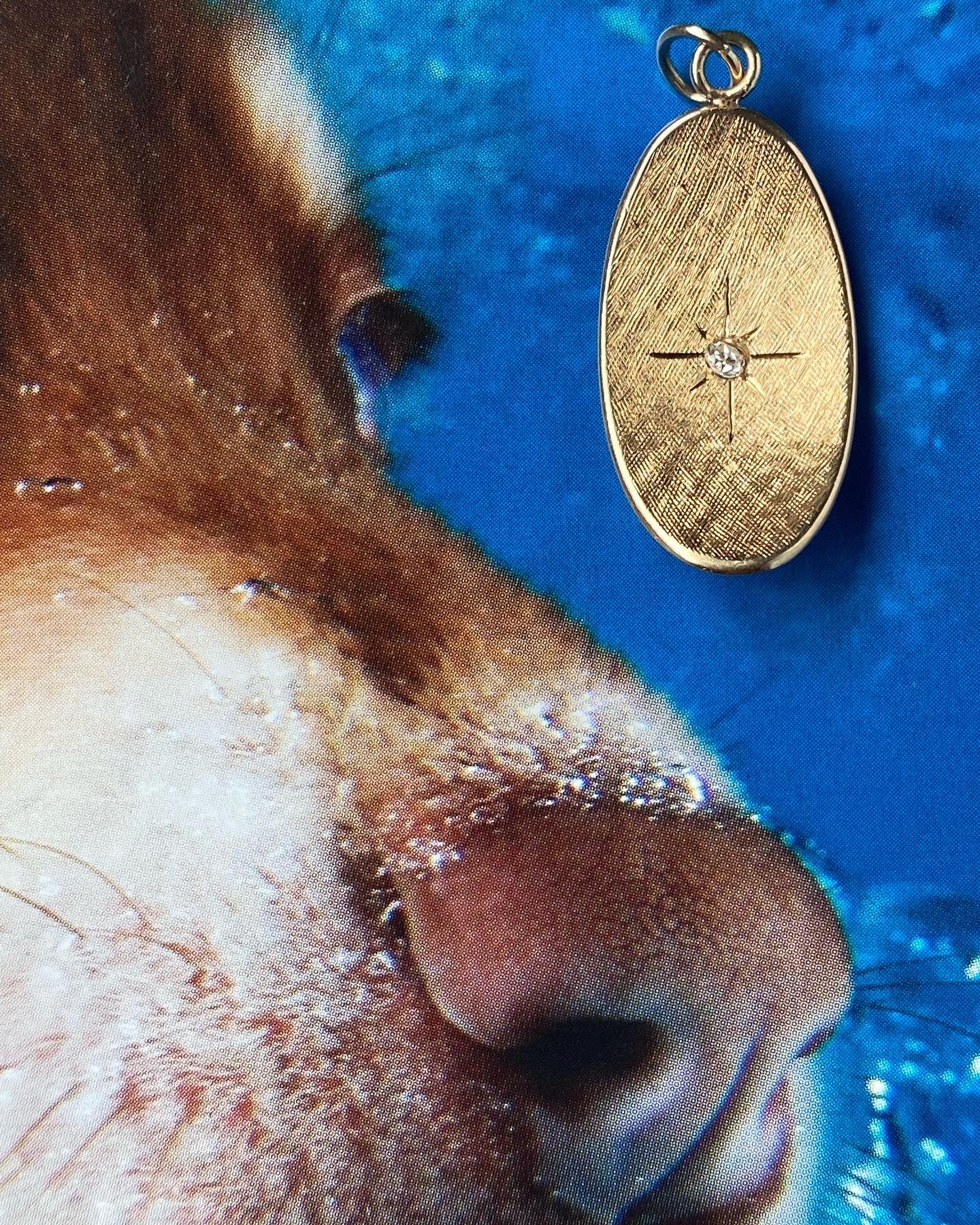 14k Oval Diamond Pendant