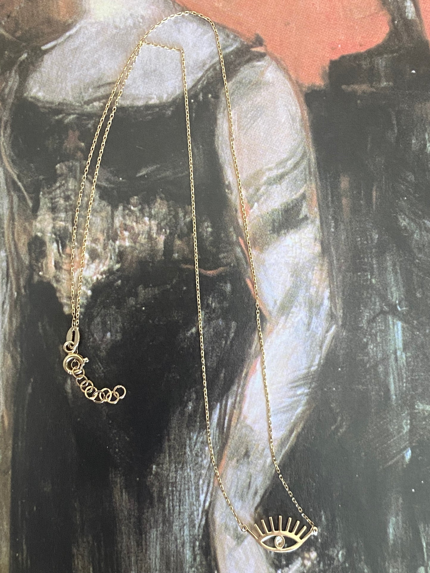 14k Dainty Eye on a Chain