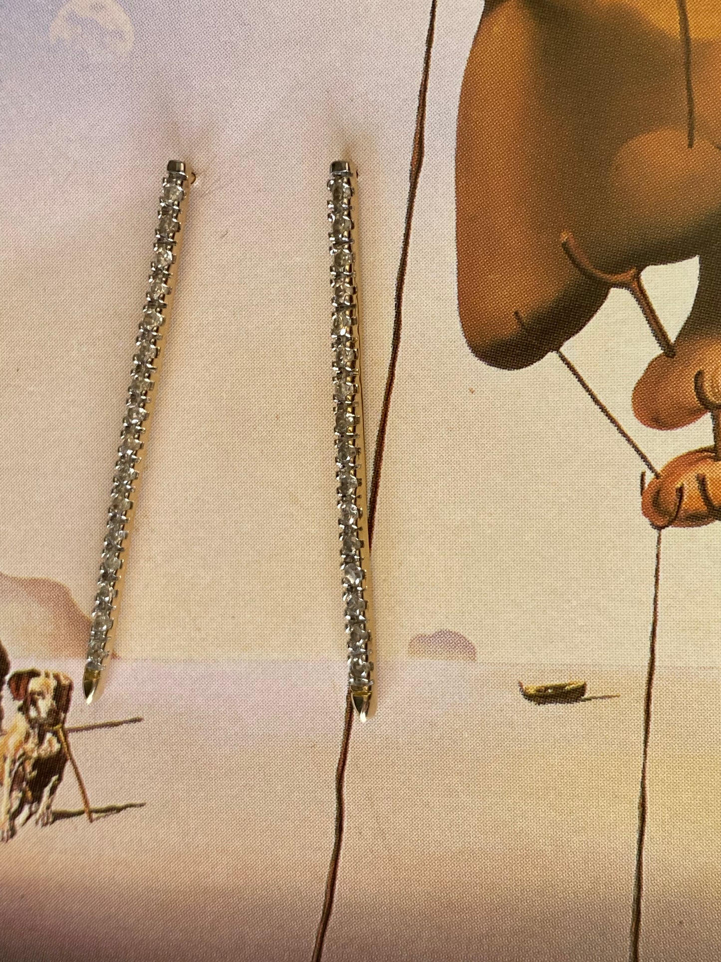 14k Diamond Bar Drop Earrings