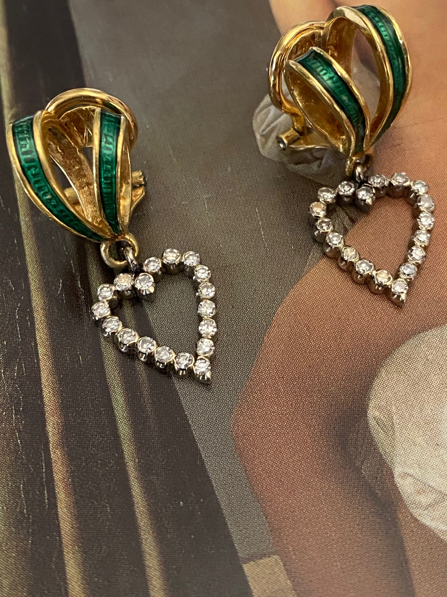 Diamond Heart Dangle Earrings