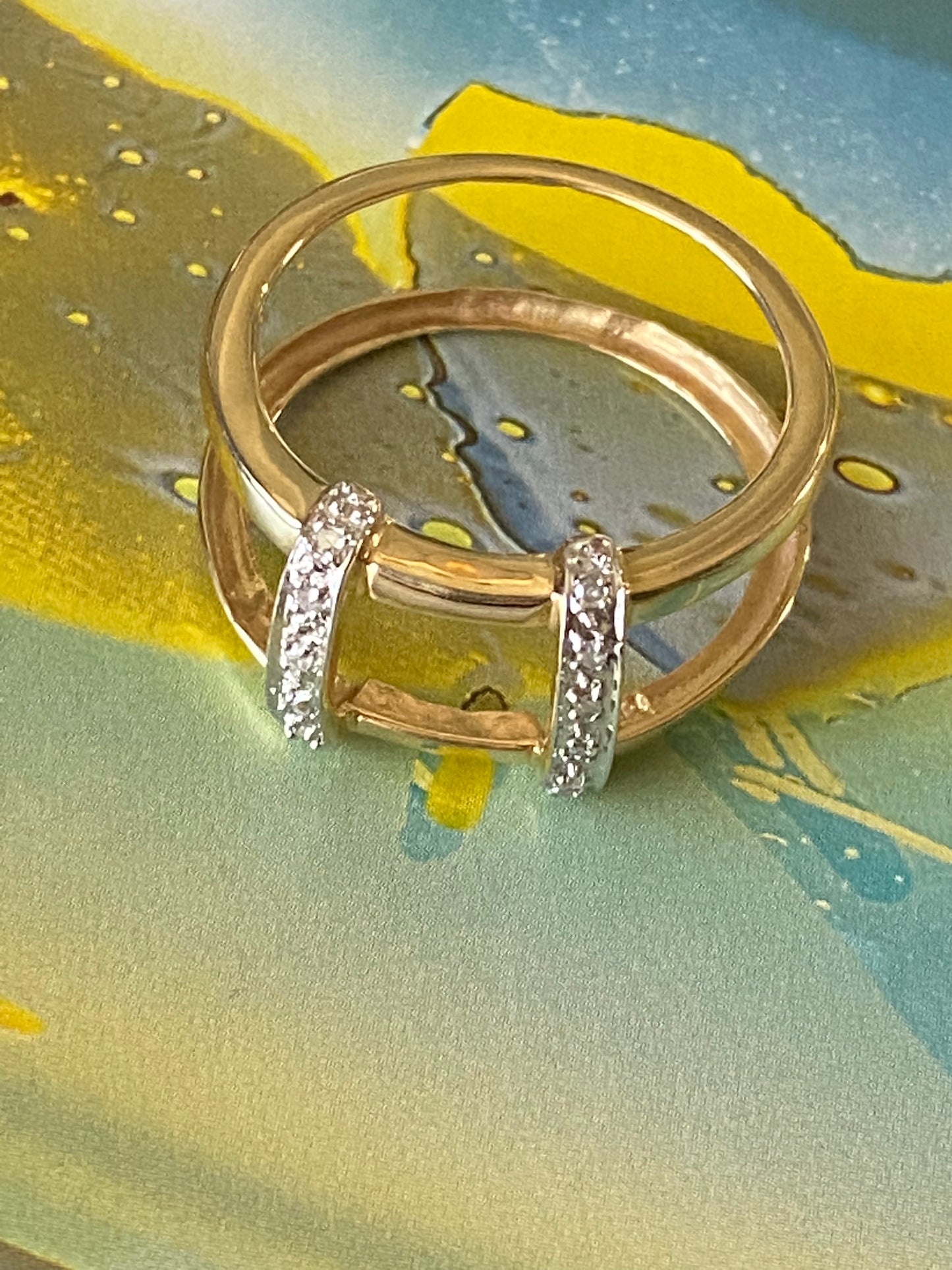 14k Open Work Ring with Diamonds