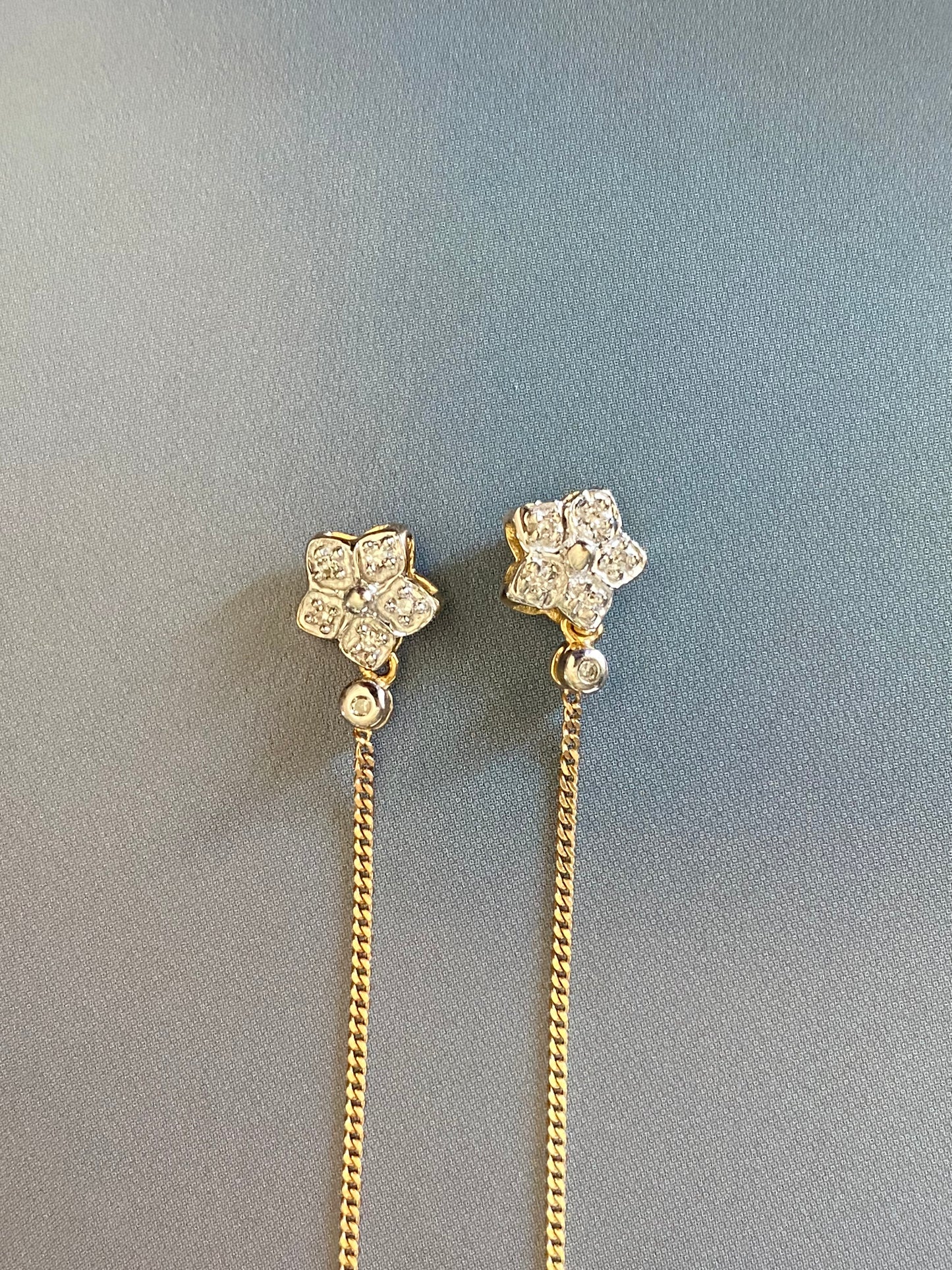 14k Diamond Flower Threaders