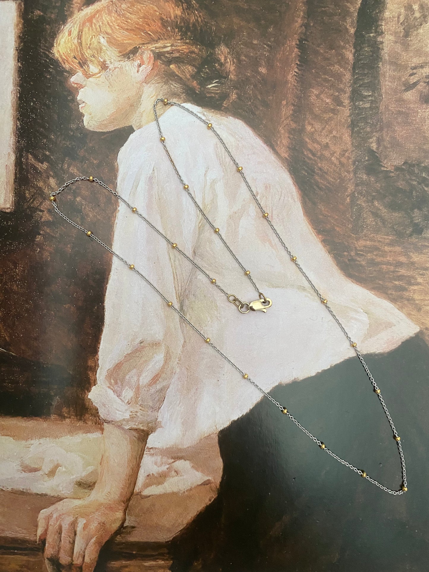 14k White Gold Station Necklace