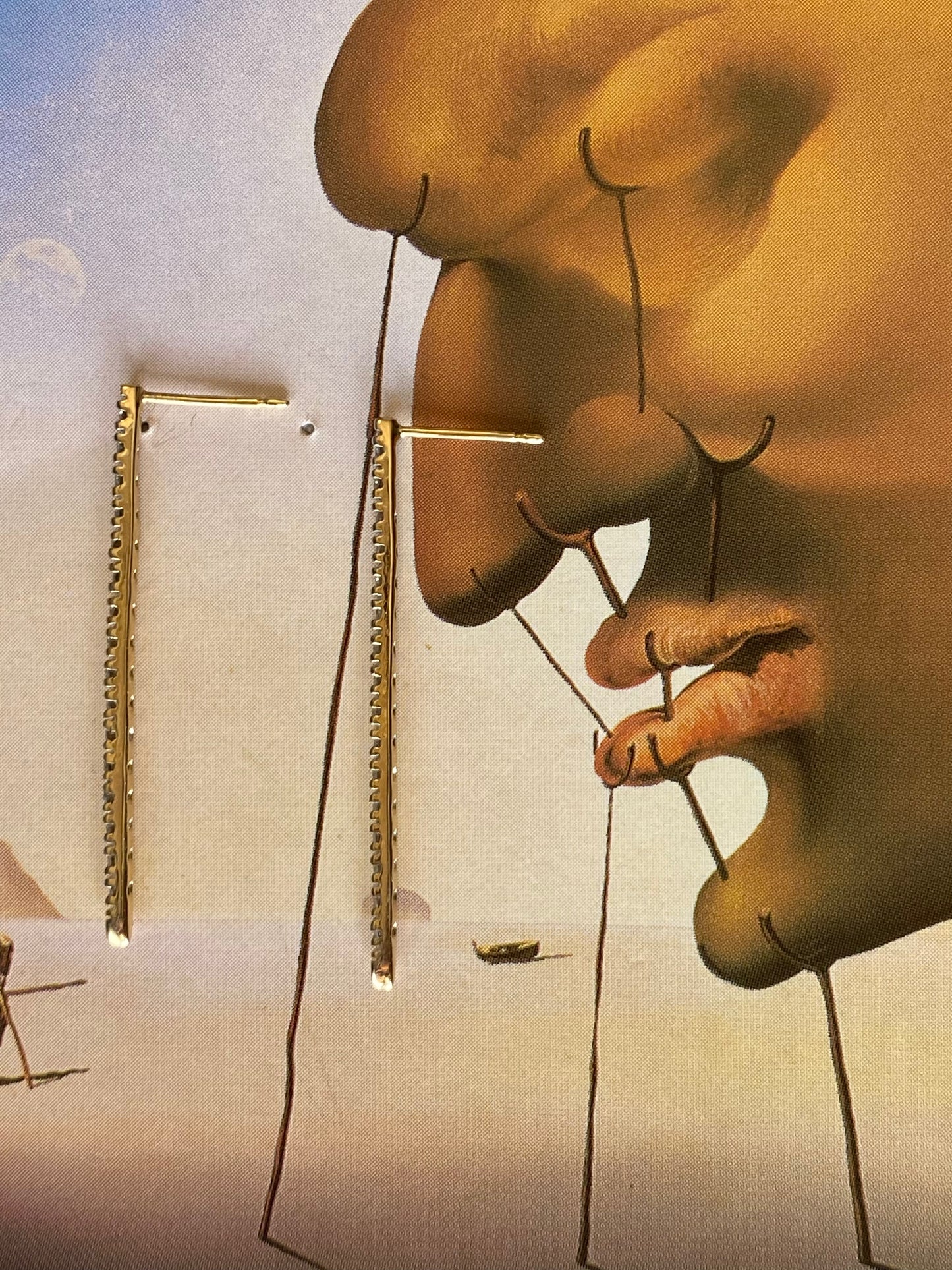 14k Diamond Bar Drop Earrings