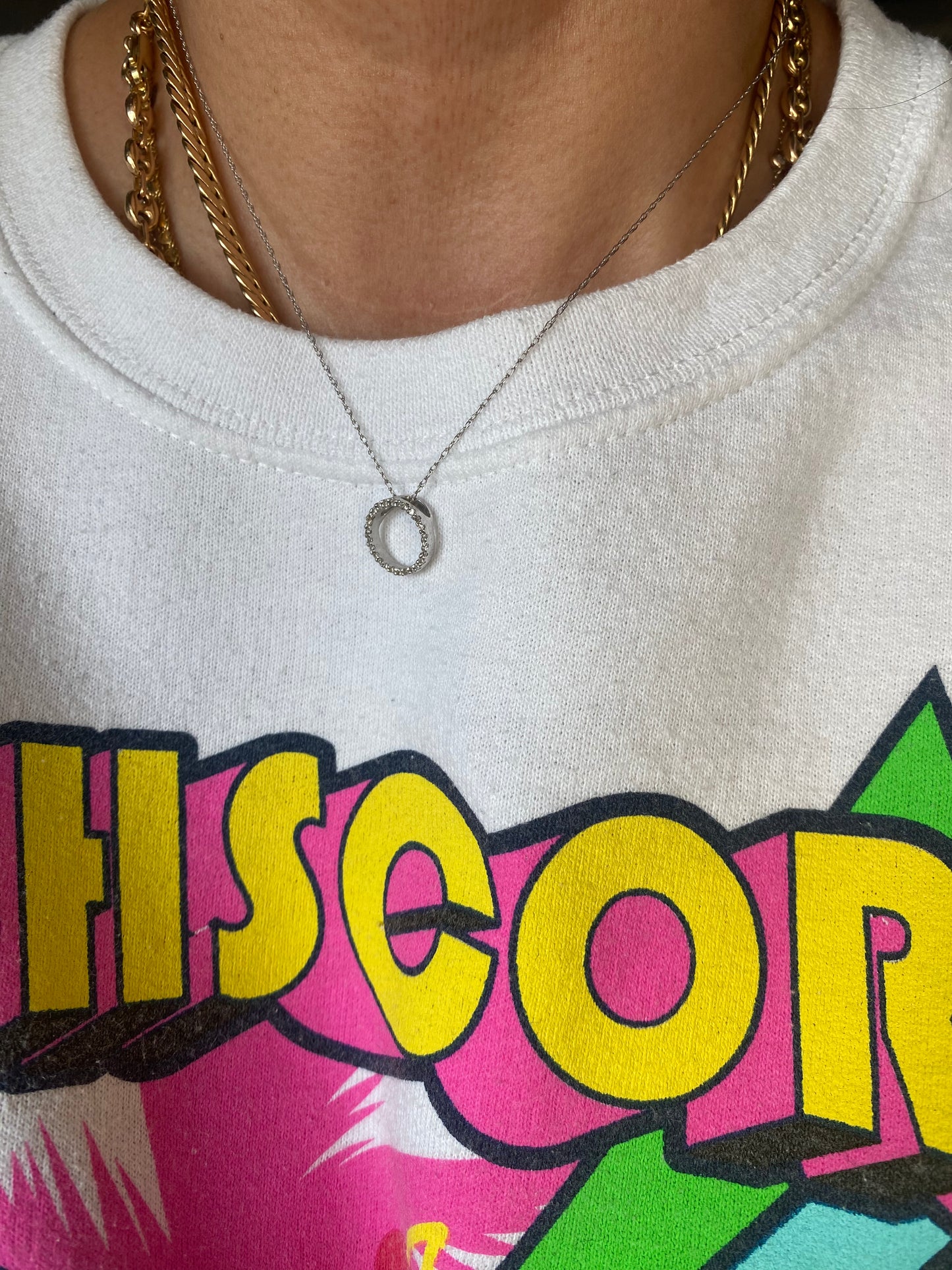 14k WG Circular Diamond Necklace