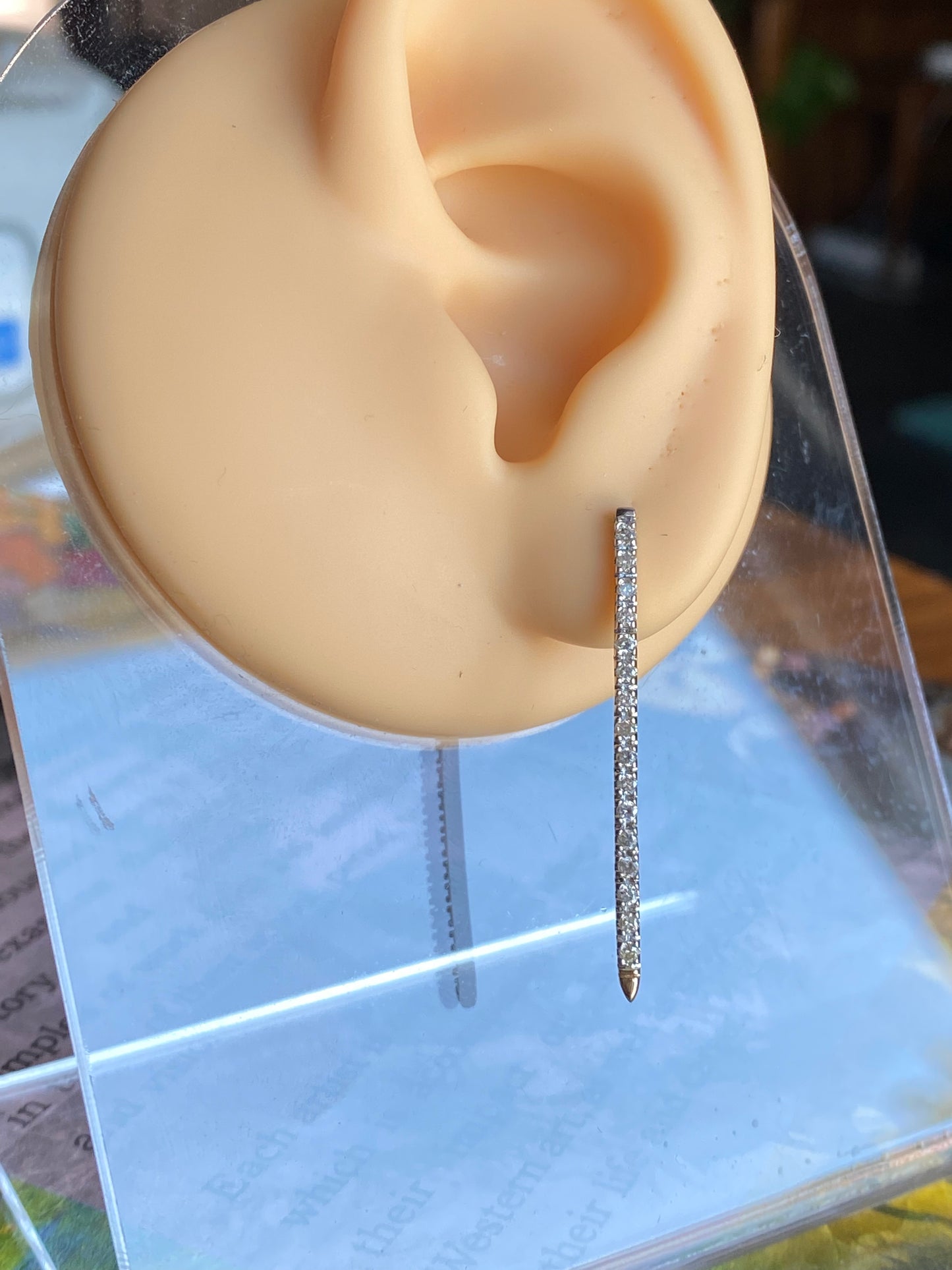 14k Diamond Bar Drop Earrings