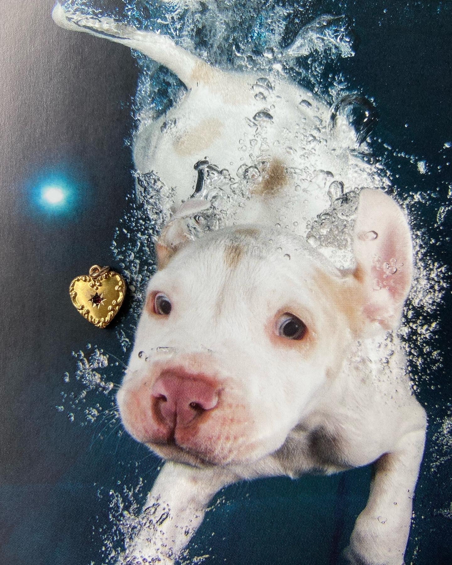 14k Puffy Garnet Heart