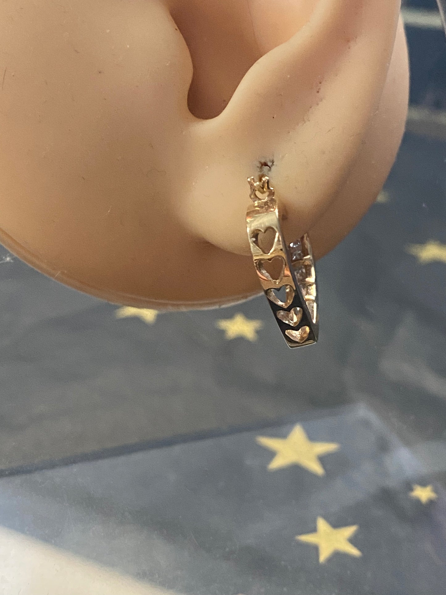 10k Reversible Diamond Heart Huggies