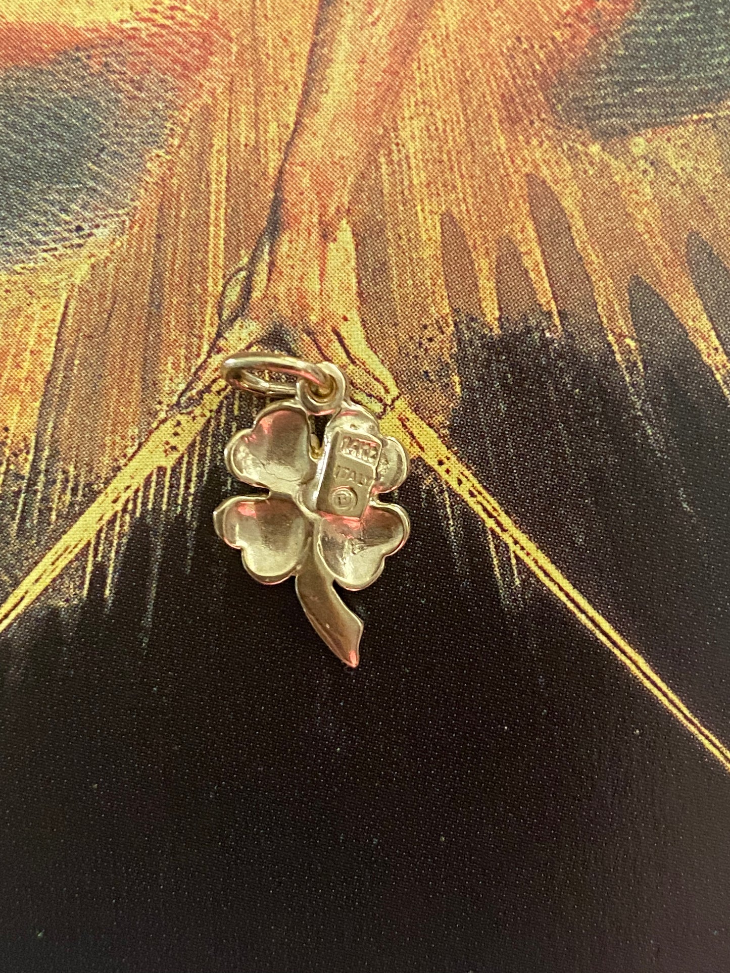 14k Enamel Four Leaf Clover Charm