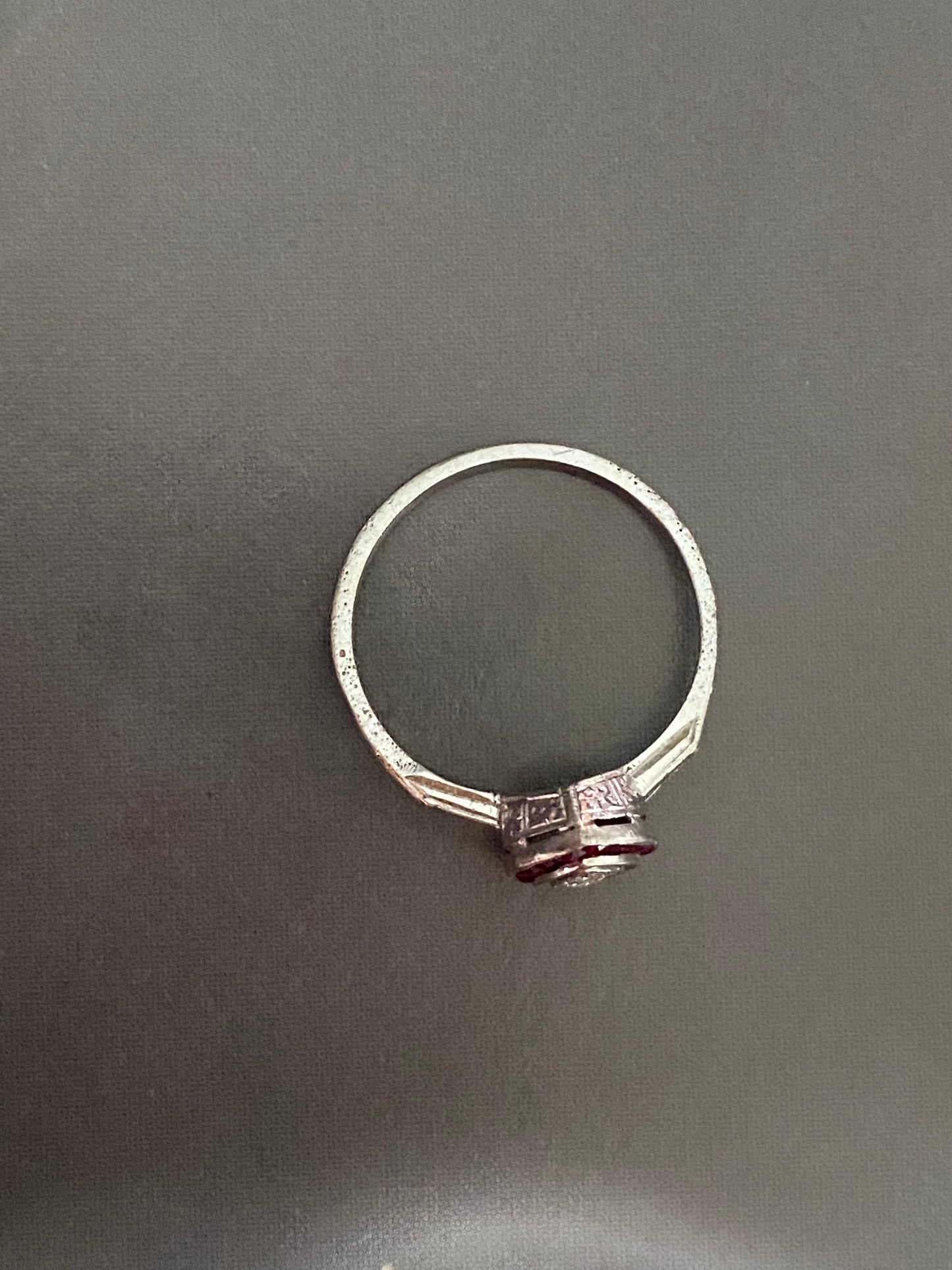 Navette Diamond and Ruby Halo Ring