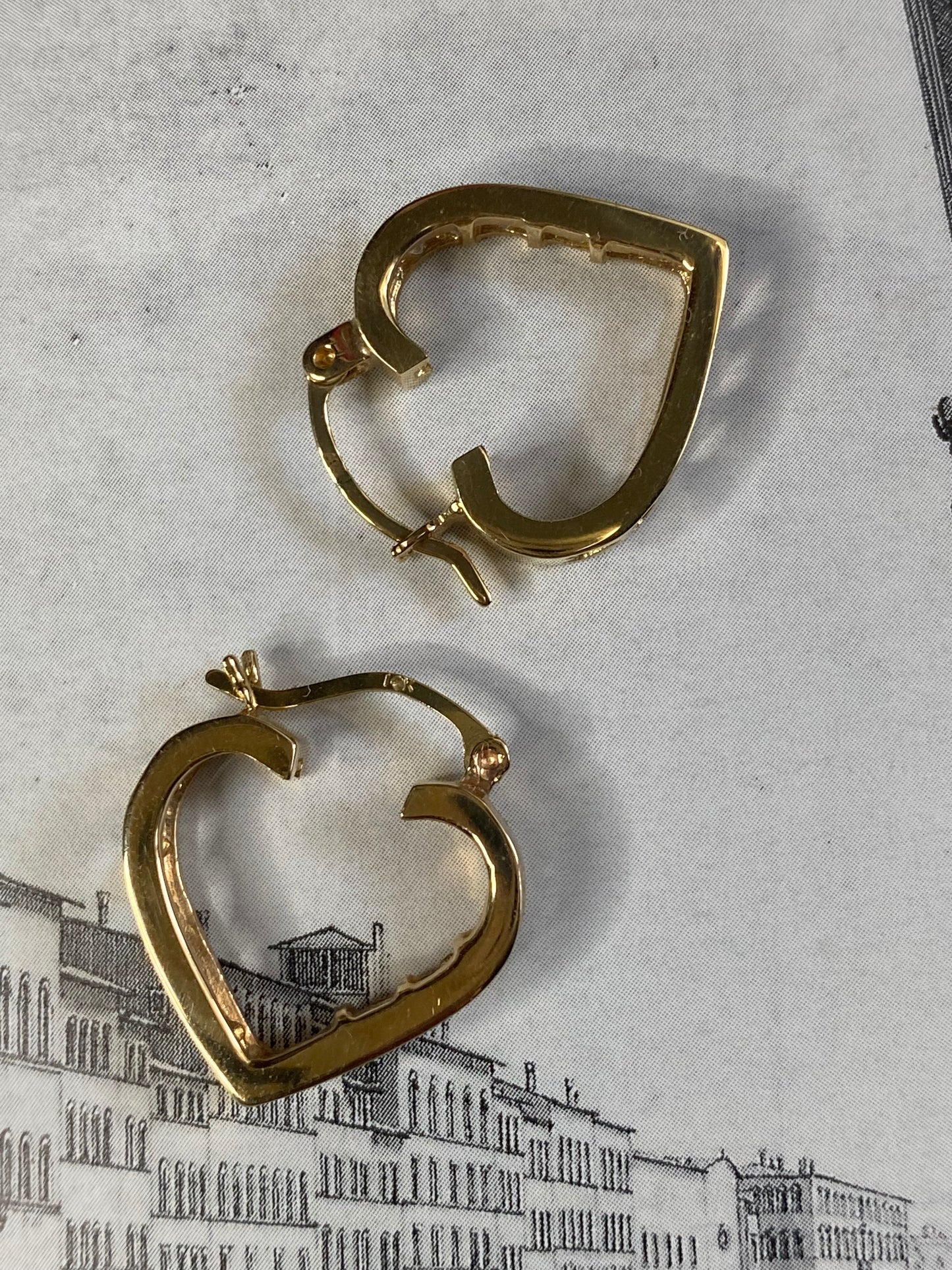 10k Reversible Diamond Heart Huggies