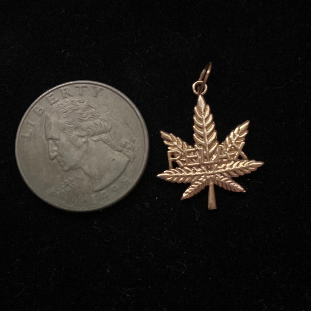 14k RELAX Sweet Leaf Charm