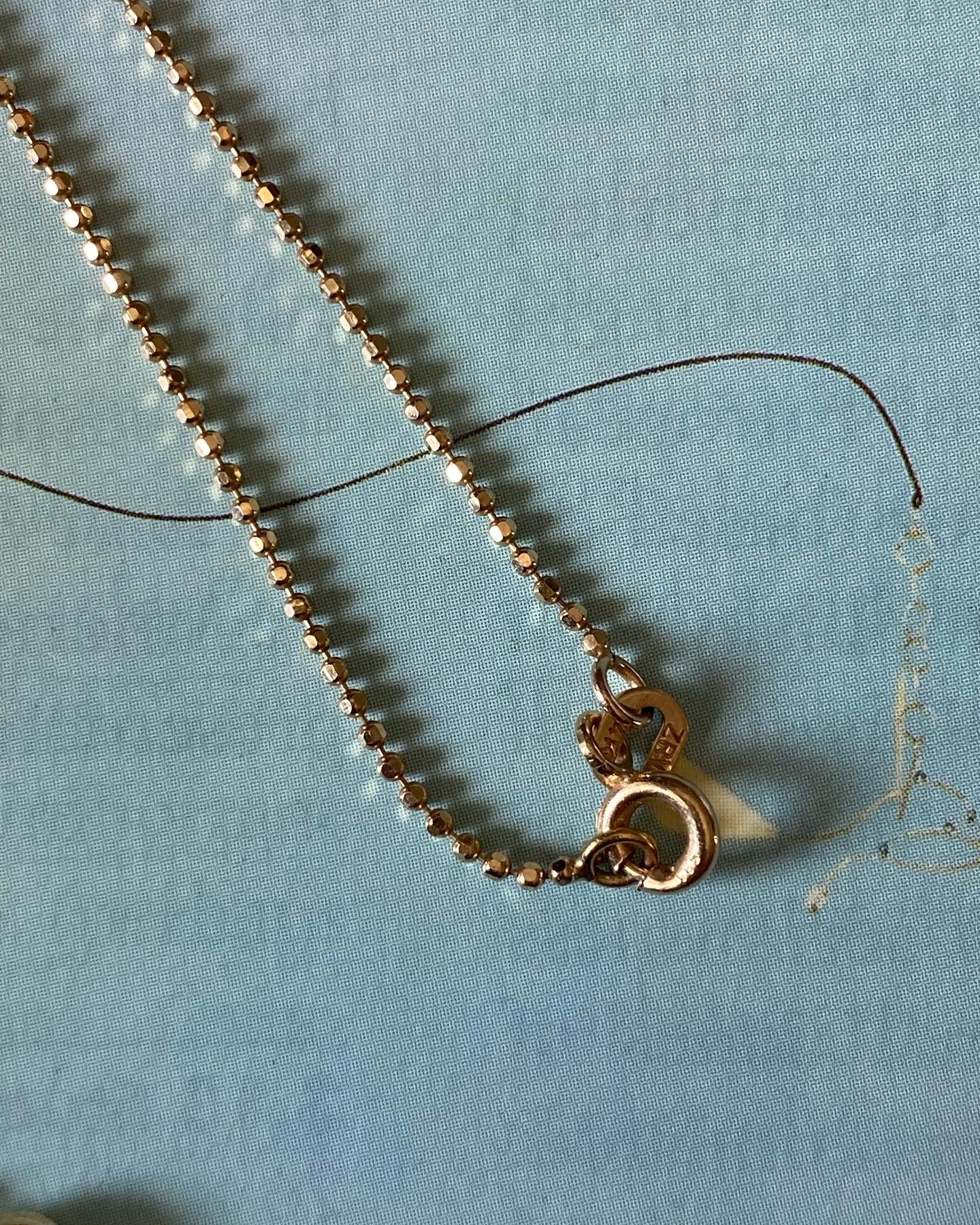14k Faceted Bead Ball Heart Lariat