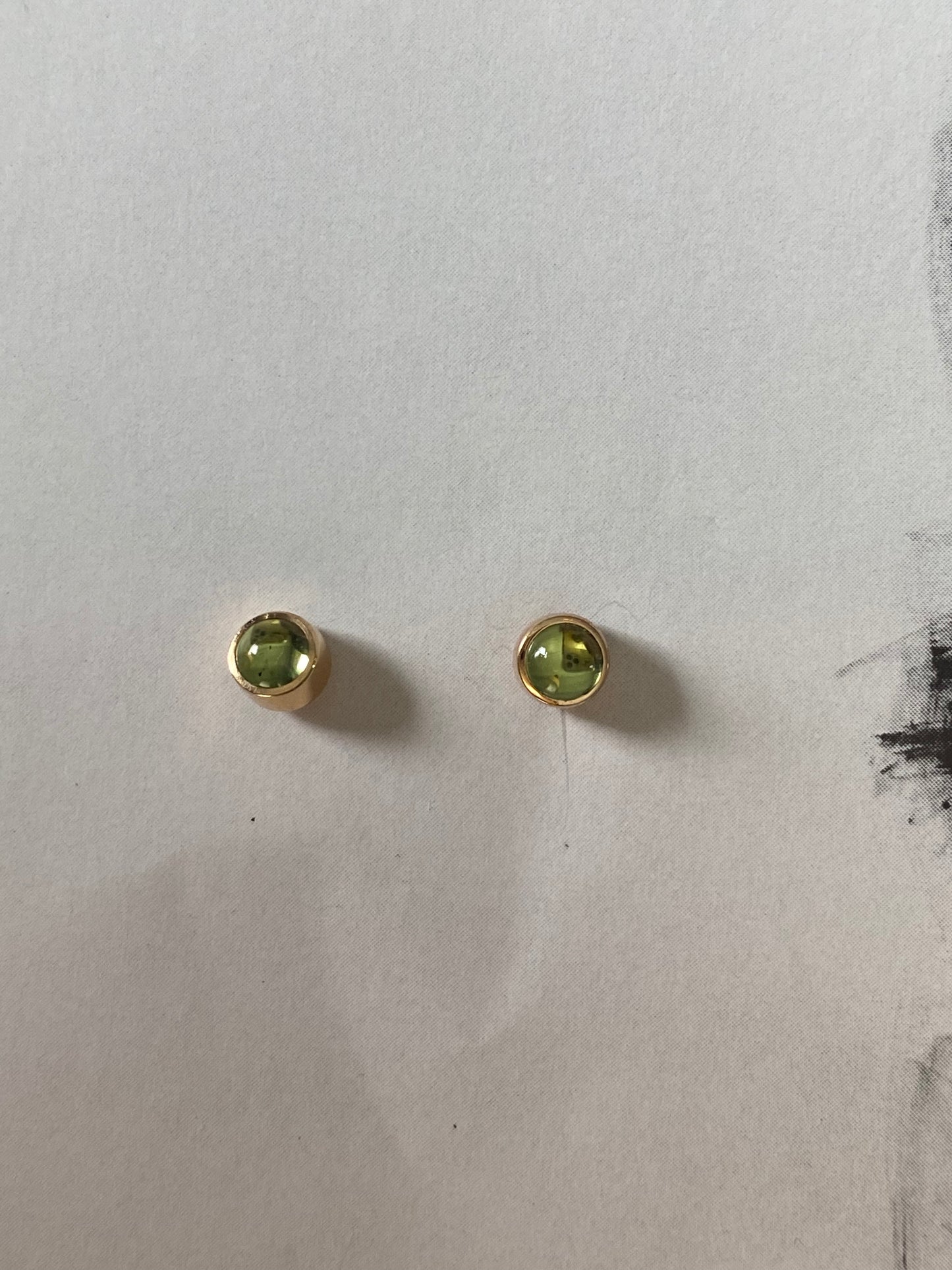 14k Peridot Cabochon Studs