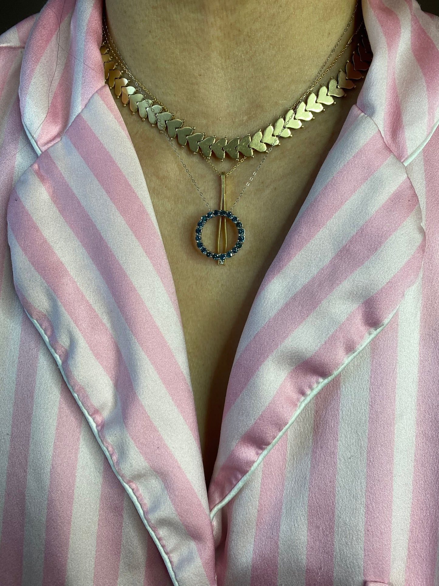 10k WG Blue Diamond Circle on Chain