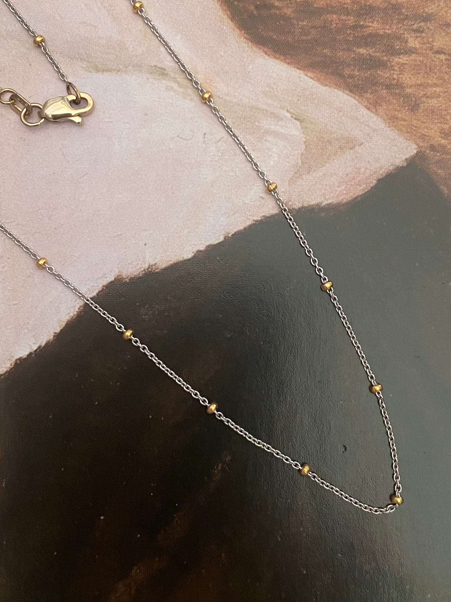 14k White Gold Station Necklace
