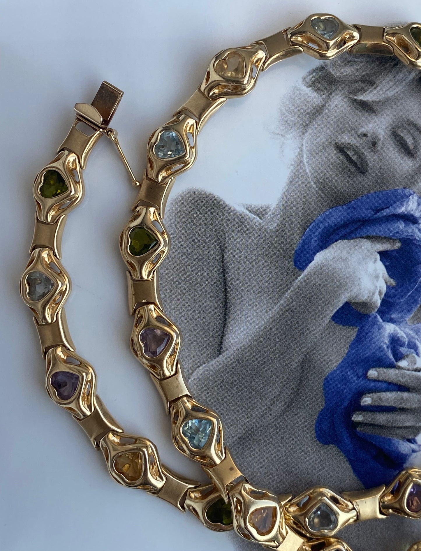 14k Heart Gemstone Necklace