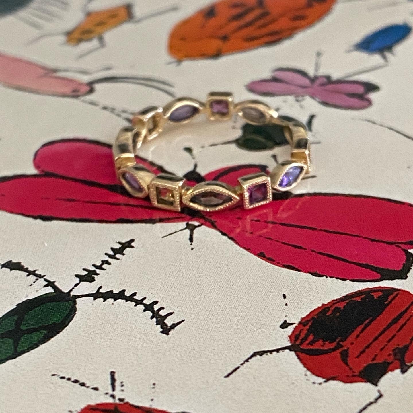 14k Gemstone Stacking Band