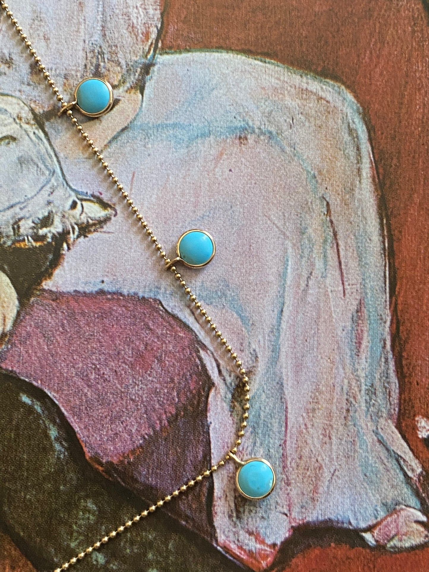 14k Dangling Turquoise Necklace